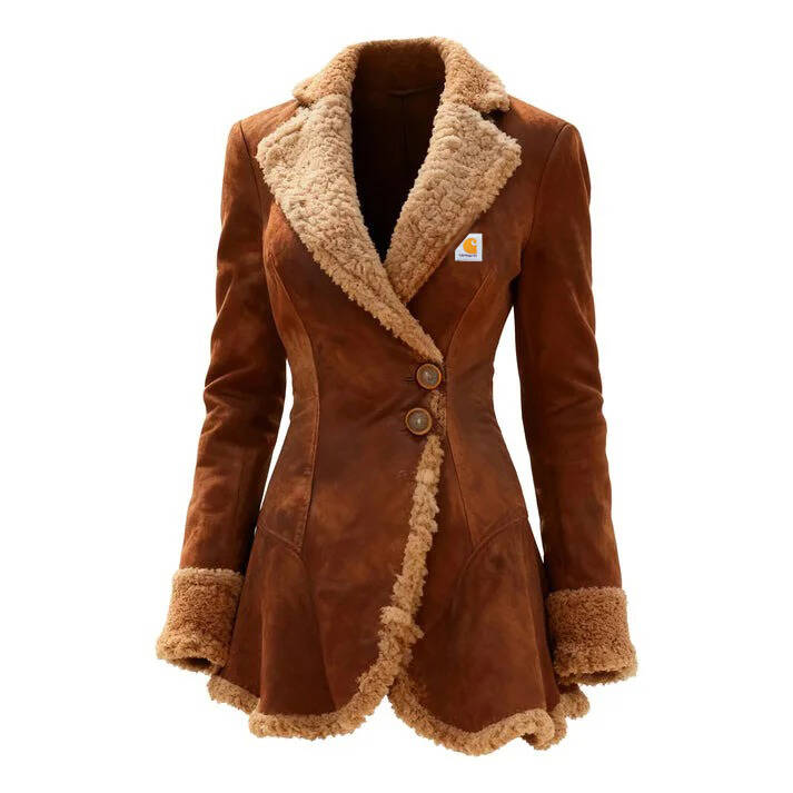 Women's Lambswool Lapel Mid-Length Jacket Top