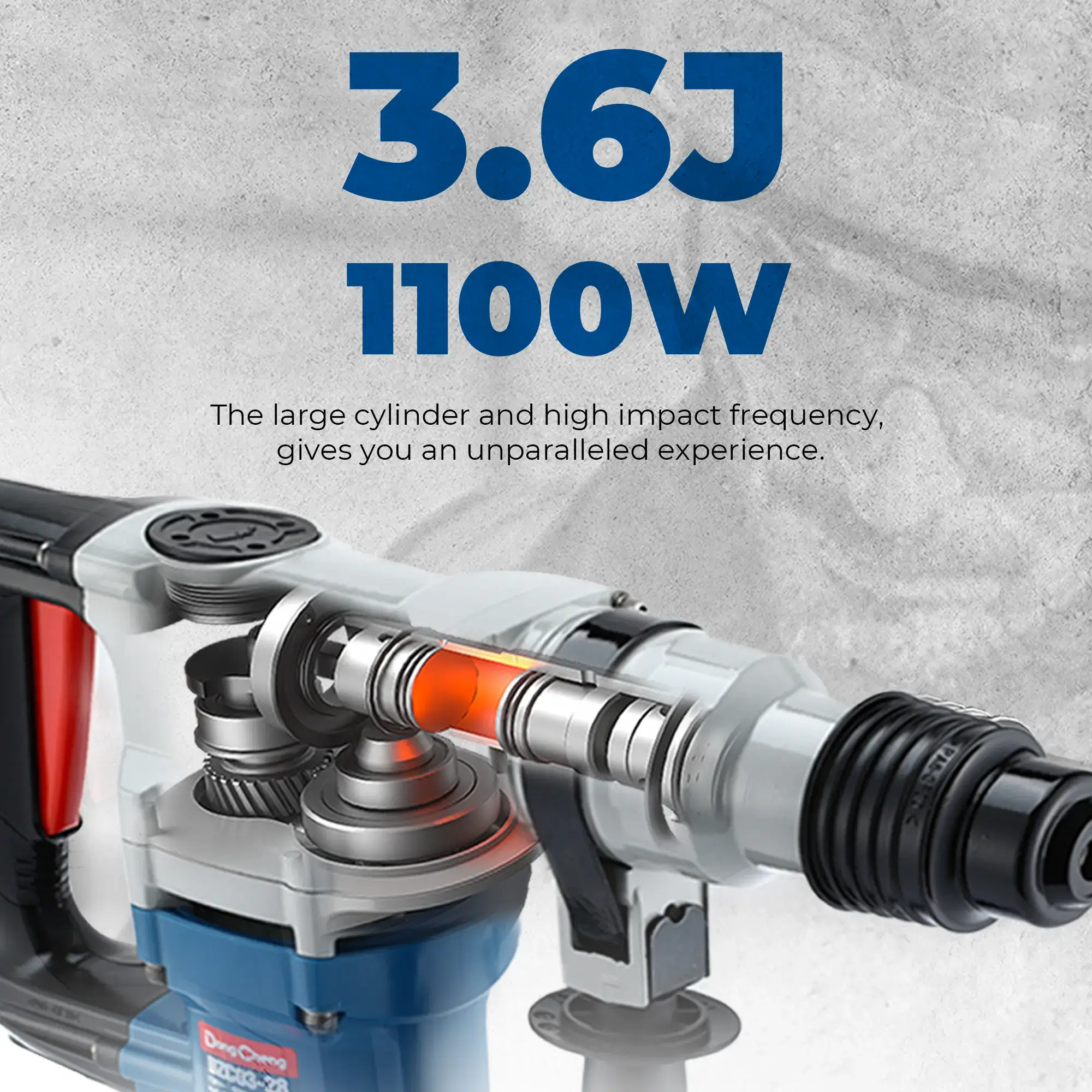 【5-year warranty】1-1/8 Inch SDS-Plus Rotary Hammer Drill with Safety Clutch, 9.2 Amp Heavy Duty Corded Demolition Hammer for Concrete, 3.6 Joules, Including 3 Drill Bits, Flat Chisels and Point Chisels Power Tools