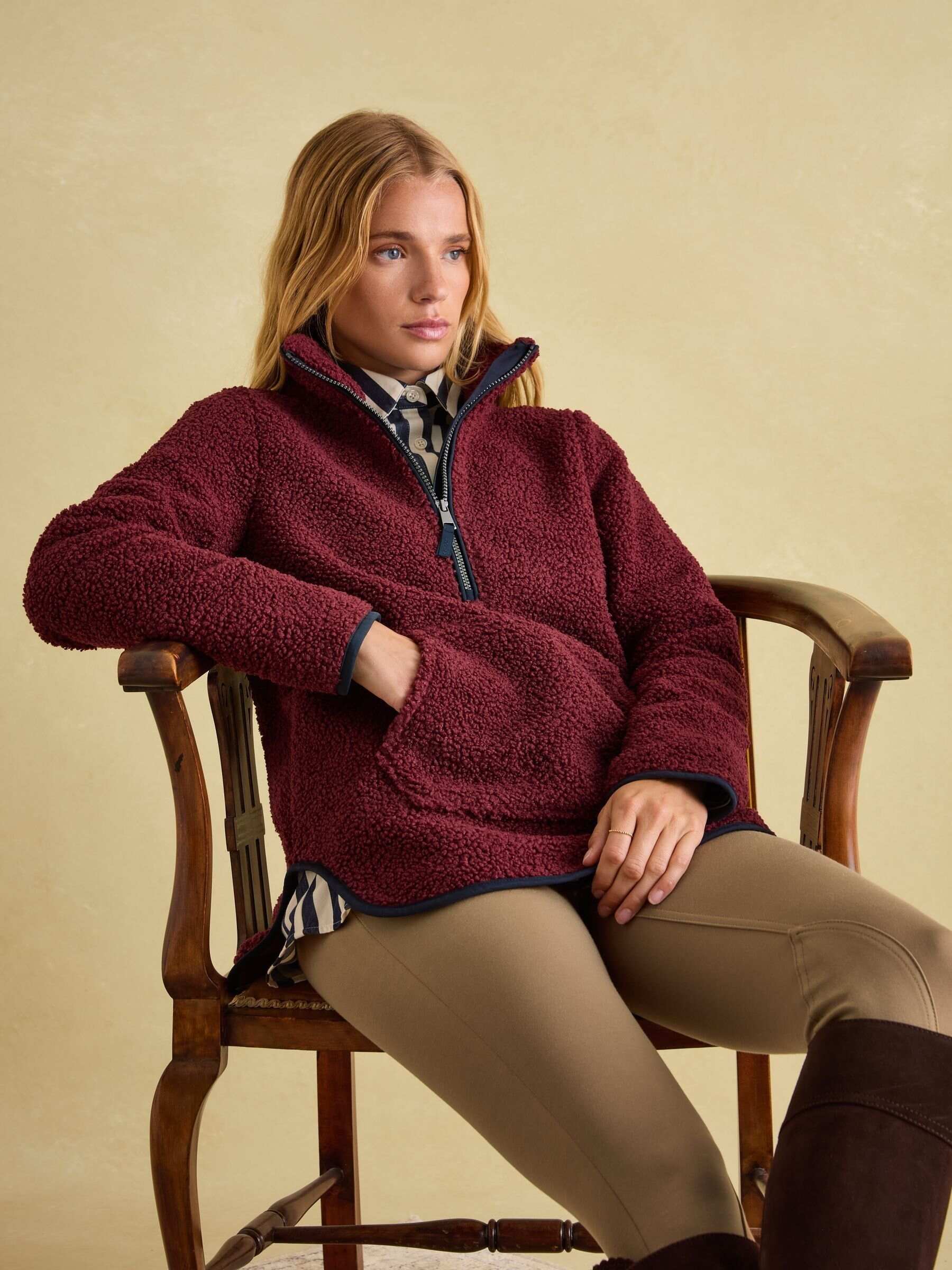 Aldeburgh Burgundy Quarter Zip Fleece