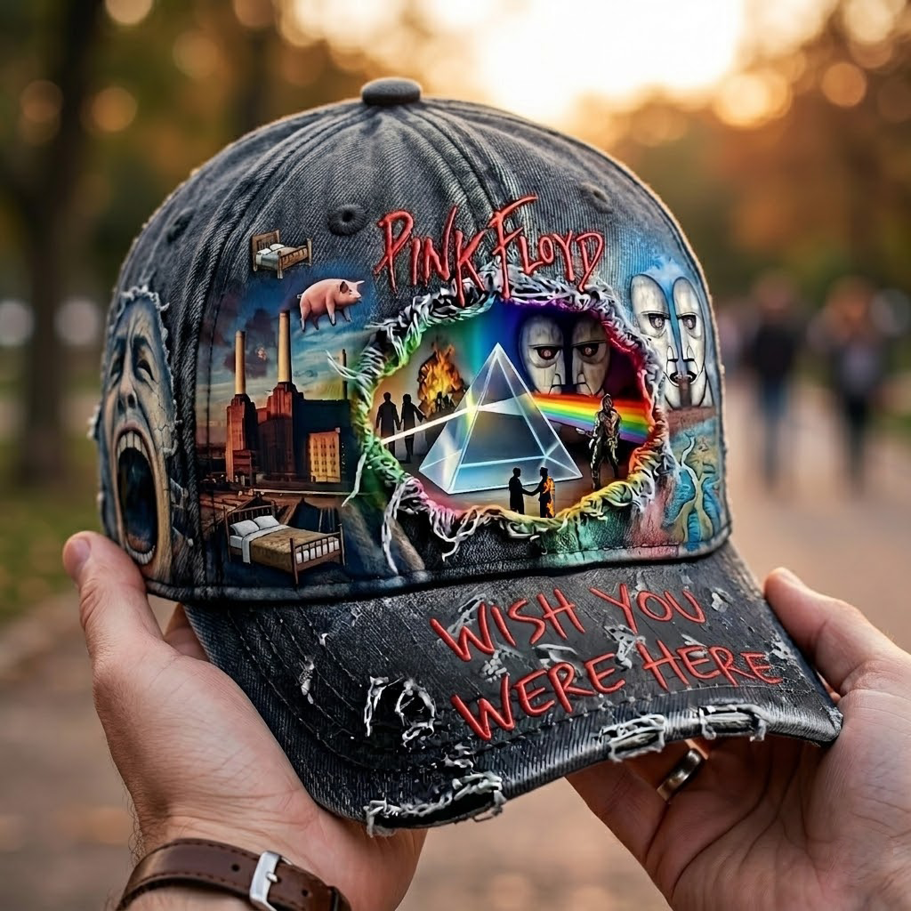Pink Floyd 3D Heavy Frayed Embroidery Baseball Cap