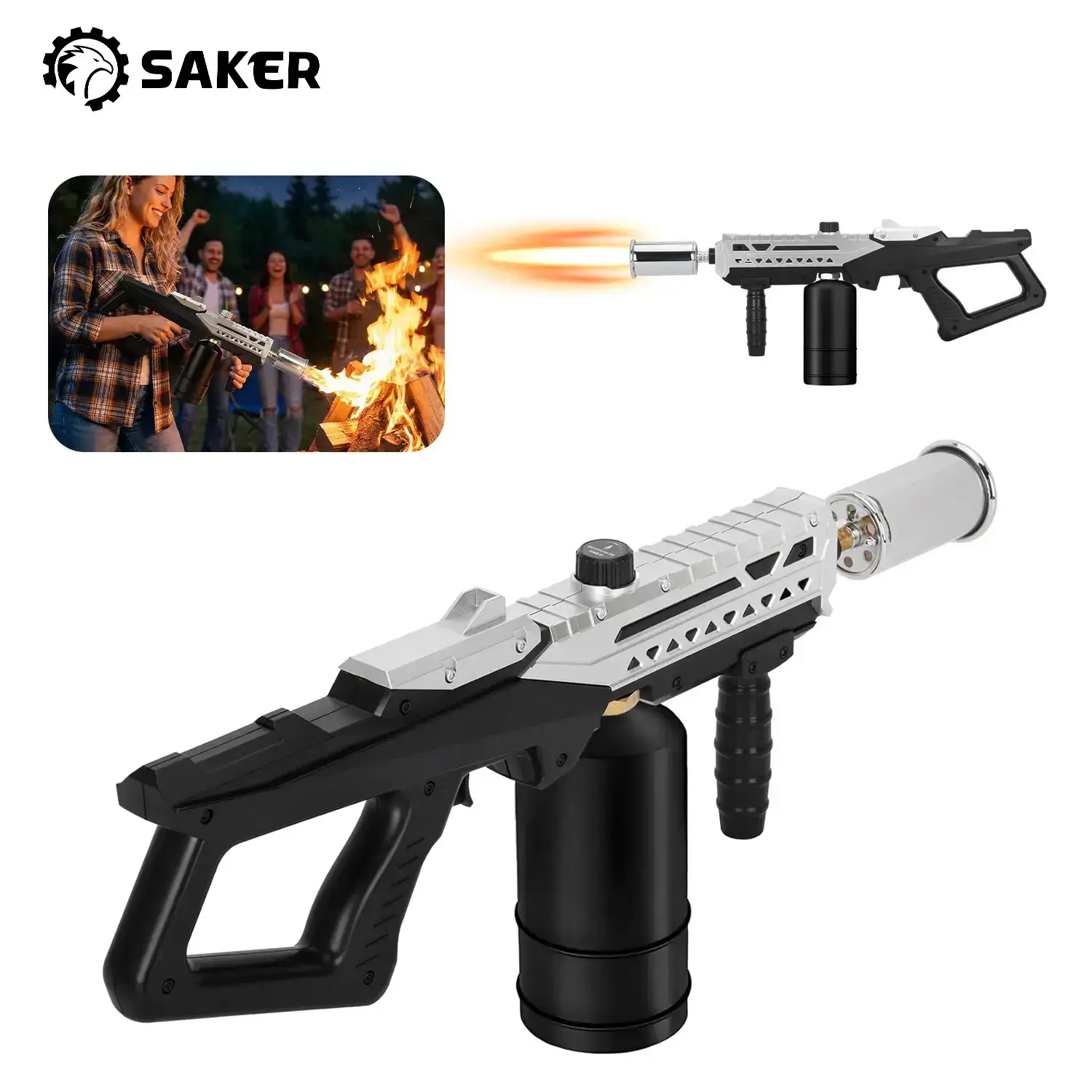 Propane Torch Gun, Kitchen Grill Torch with Detachable Design, Adjustable Flame Torch for Searing Steak, BBQ, Welding, Camping Charcoal(Tank Not Included)