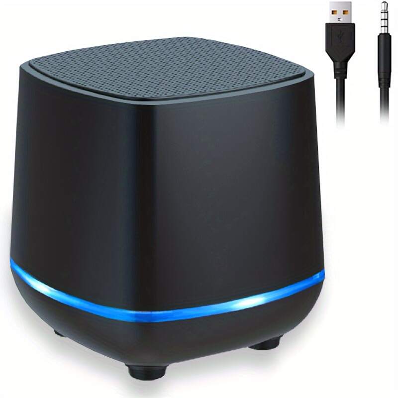 3D Surround Sound Round Speakers For PC - HiFi Stereo Portable Speakers With USB-C & 3.5mm Audio Jack, Vibrant RGB LED Lighting, Sleek Black Design - Ideal For Gaming & Home Theater Setups