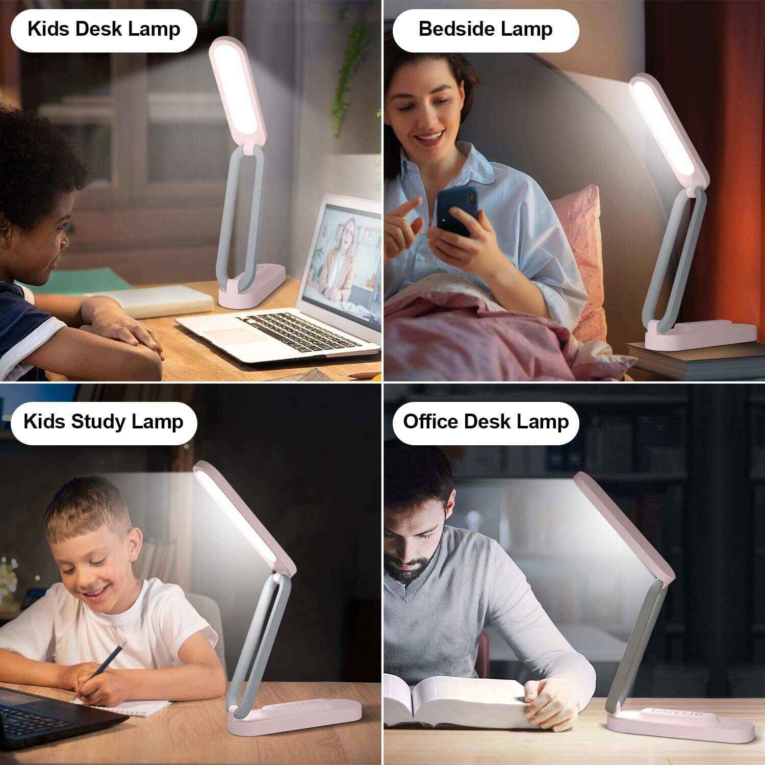 LED Desk Lamp for Office Home & Battery Operated Lamp Rechargeable Lamp Foldable & Portable Light, LED Desk Light Strip, 3 Brightness Dimmable Small Desk Lamp Wireless Reading Lamp