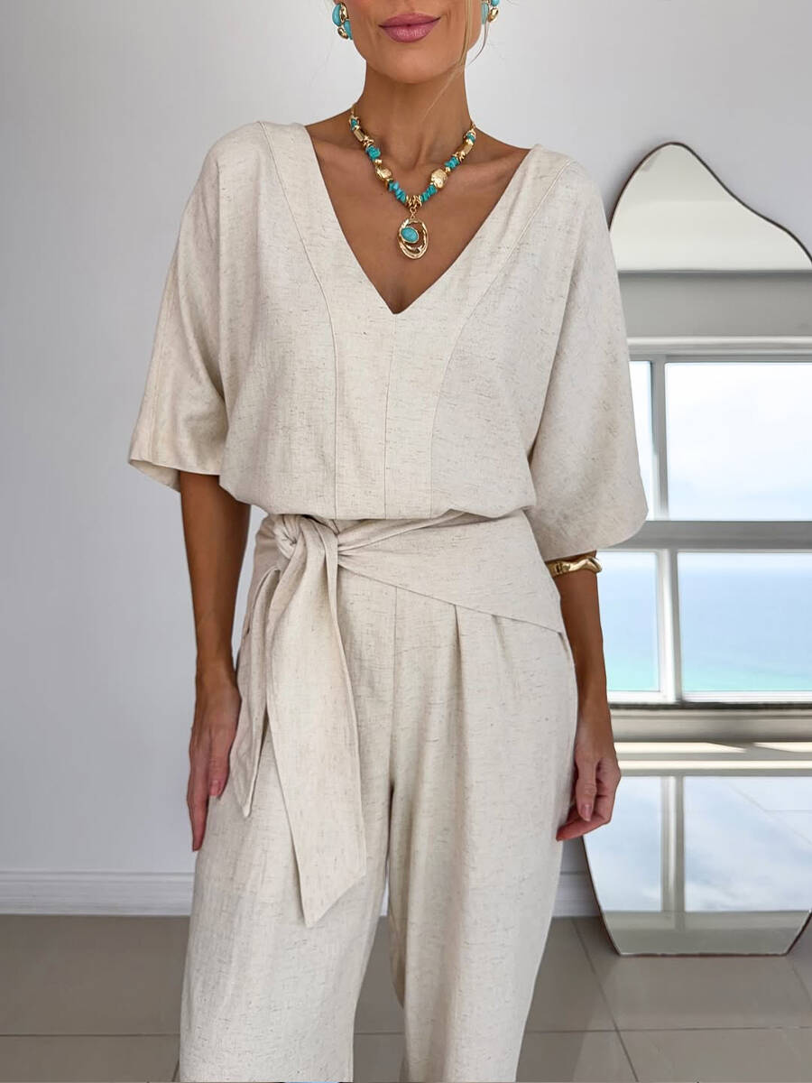 🔥Summer Arrivals🌟Women's Linen And Cotton Jumpsuit