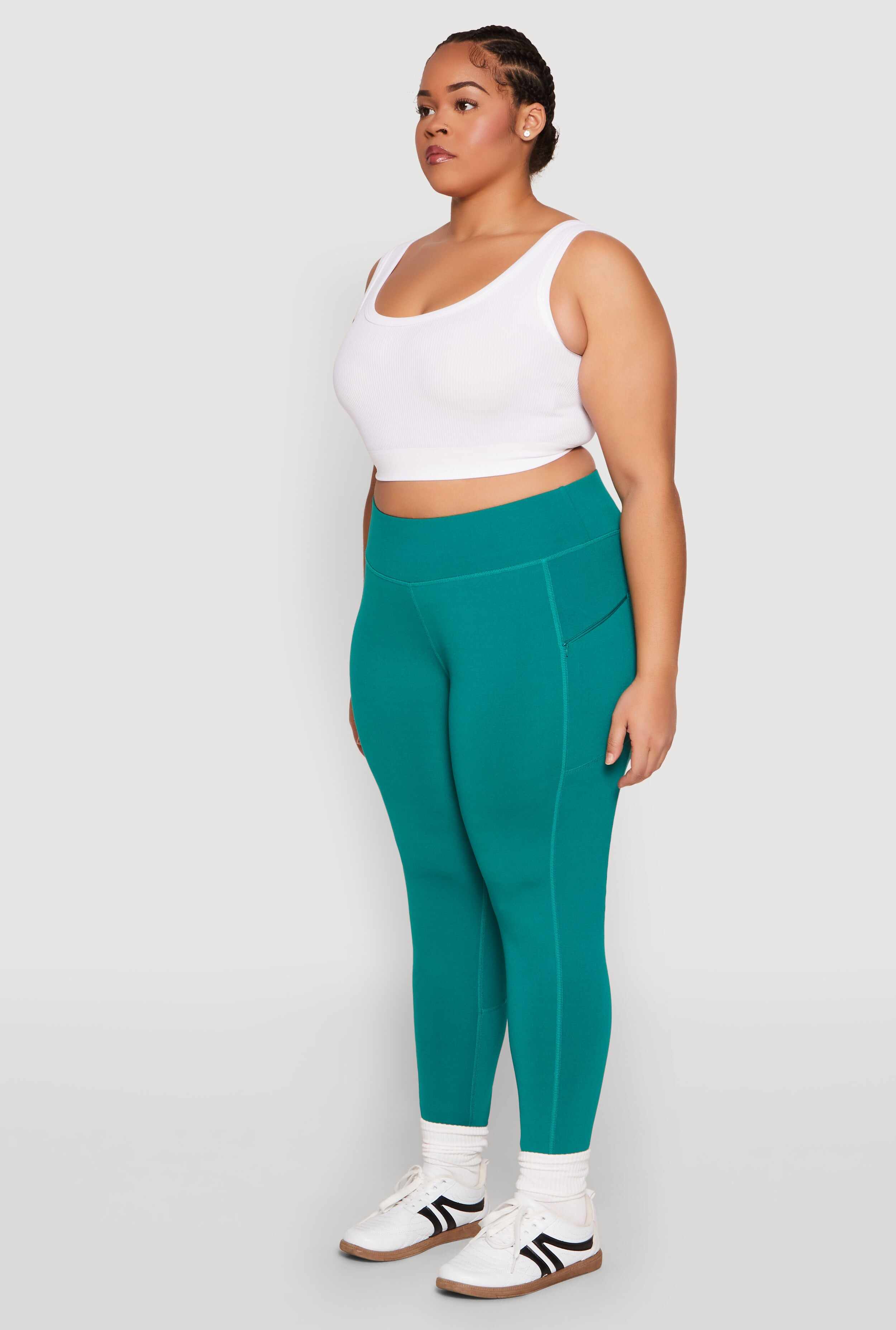 Plus Size Side Zip Pocket Leggings
