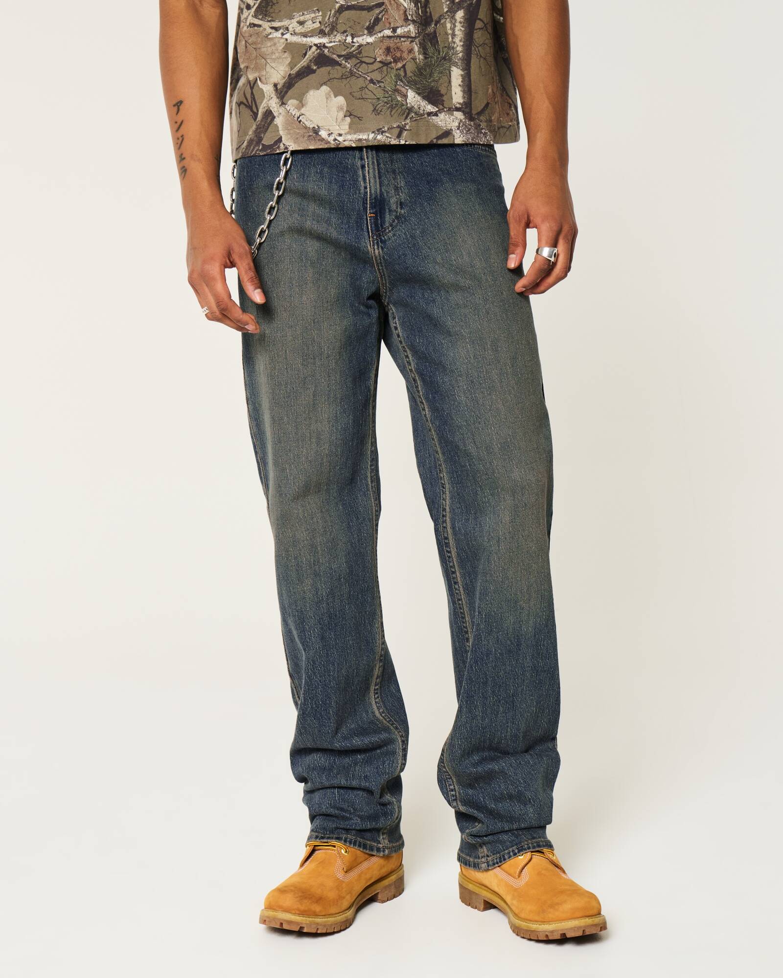 Railroad Stripe Baggy Painter Jeans