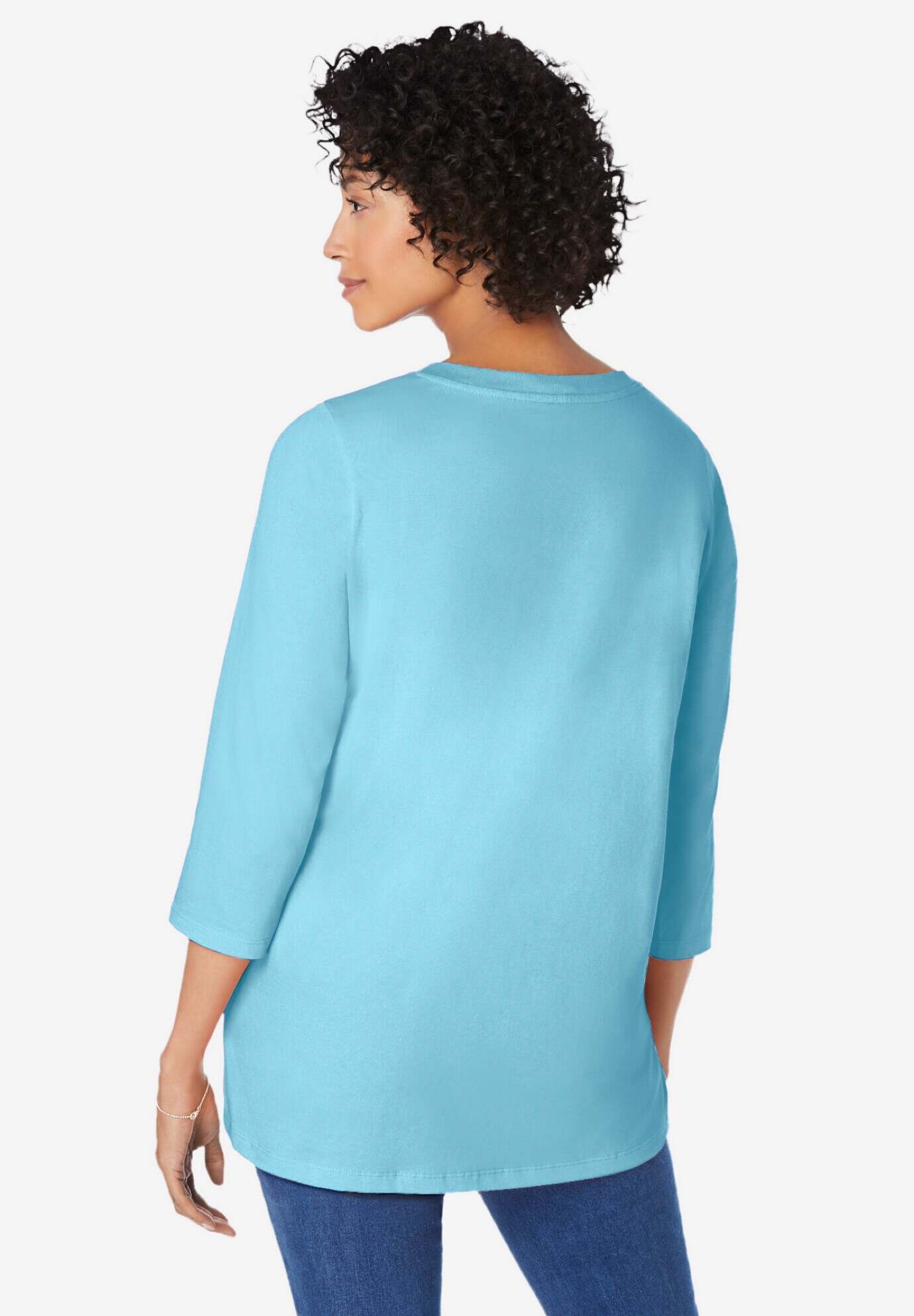 Perfect Three-Quarter Sleeve V-Neck Tunic