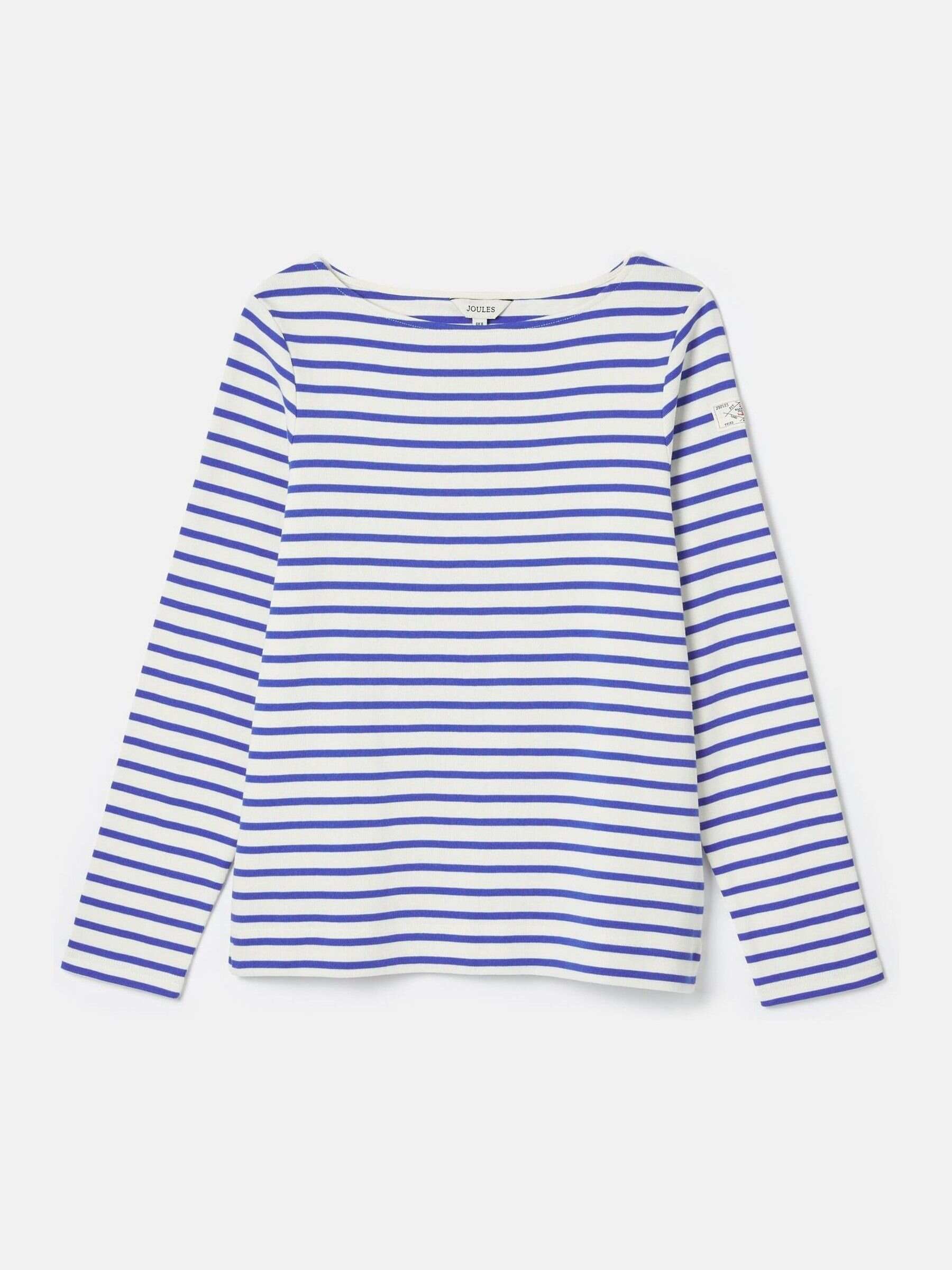 Harbour Blue/White Boat Neck 100% Cotton Breton Top