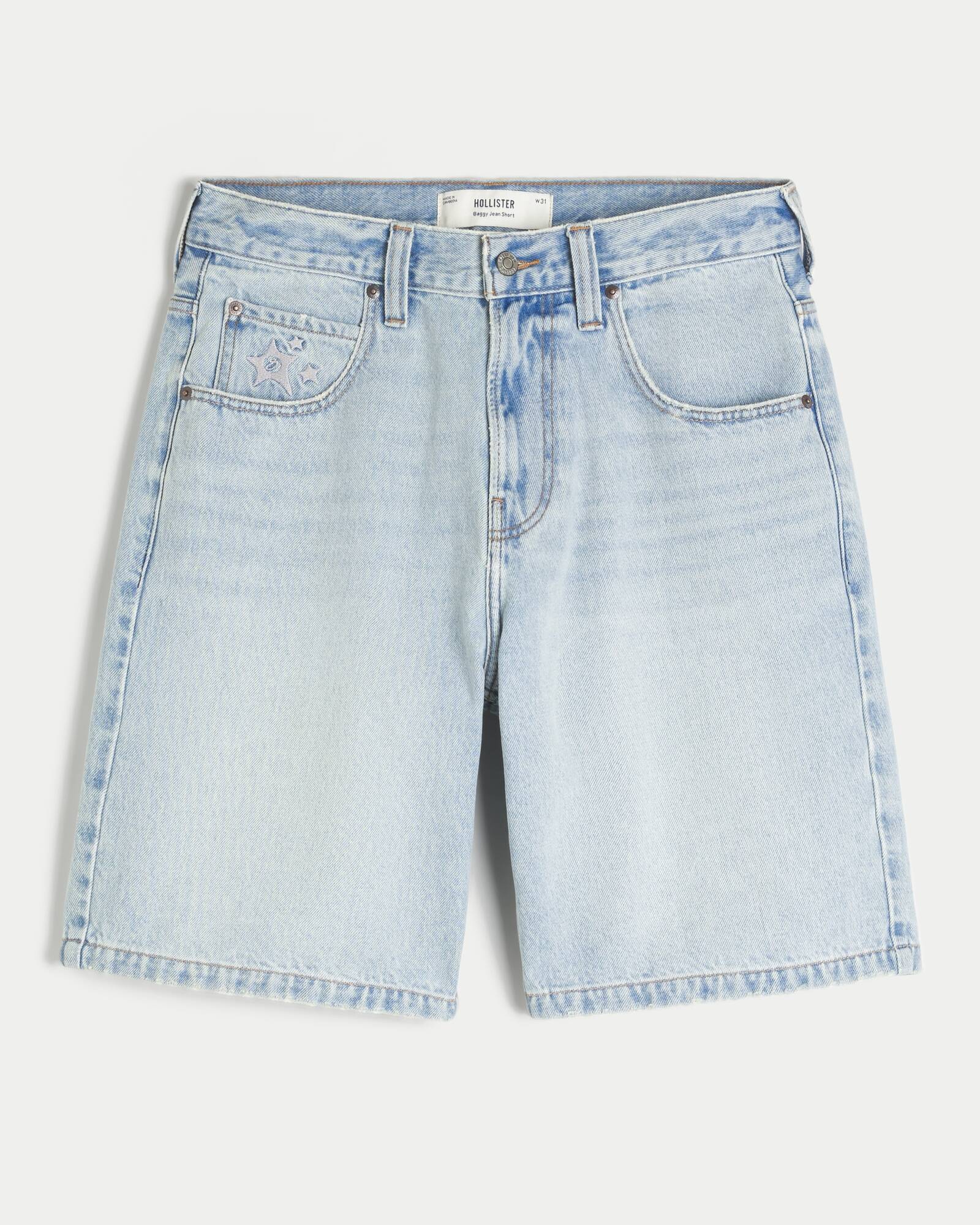 Washed Black Baggy Denim Shorts