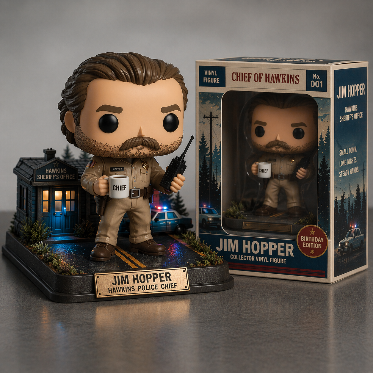 🚔 Jim Hopper Chief of Hawkins: Birthday Edition Vinyl Figure！