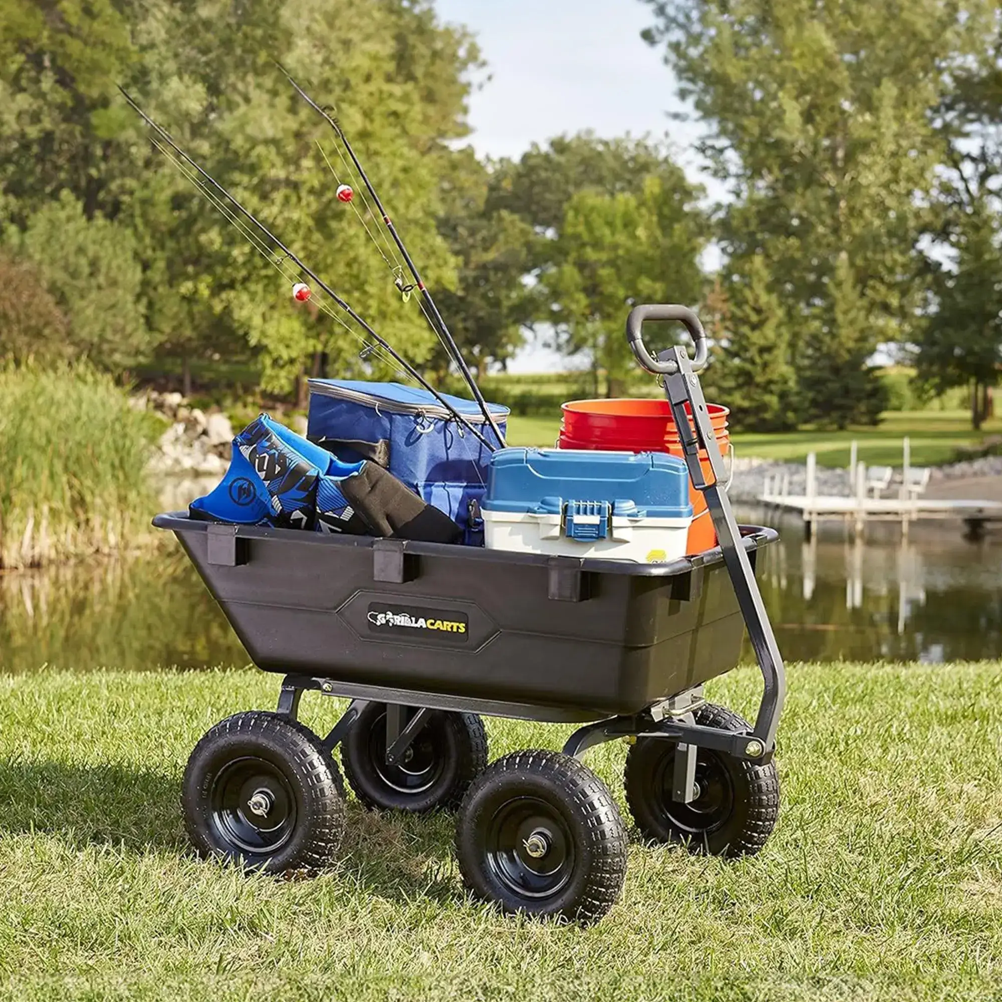 Heavy Duty Poly Yard Dump Cart – 600 lb / 800 lb / 1200 lb Utility Garden Wagon