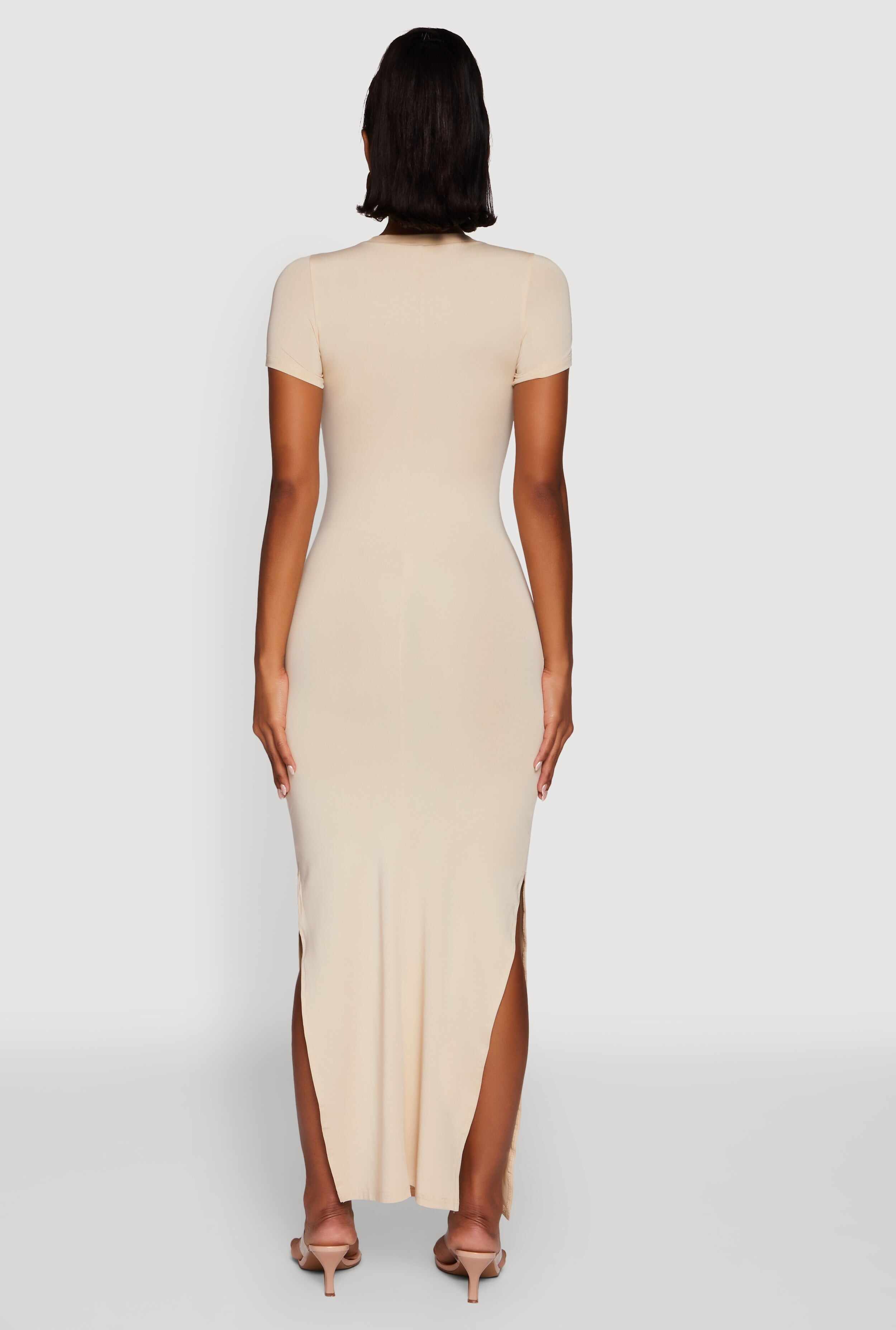 Daisy Crew Neck Side Slit T Shirt Dress