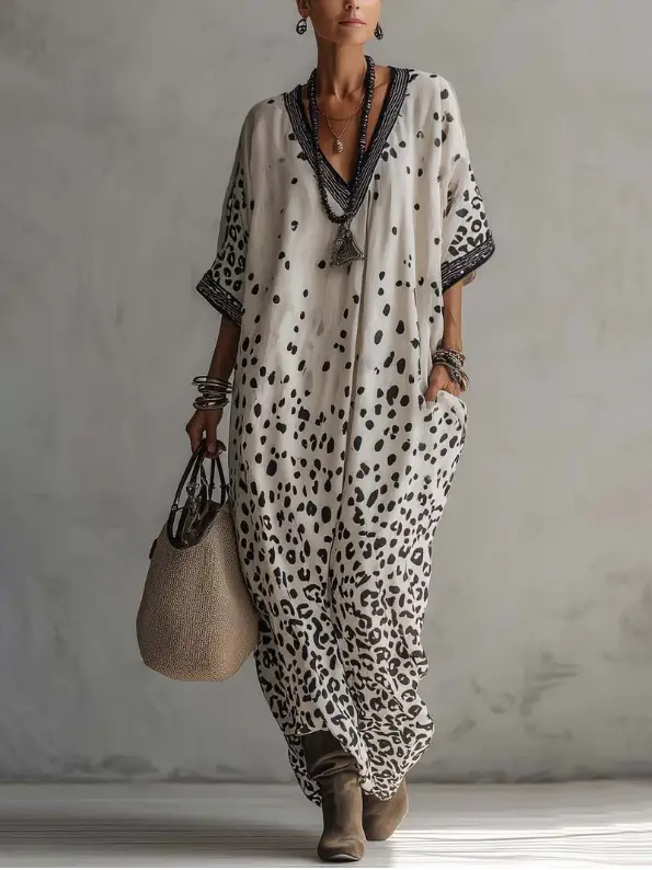 🔥Summer Arrivals🌟Elegant Leopard Print V-neck Dress