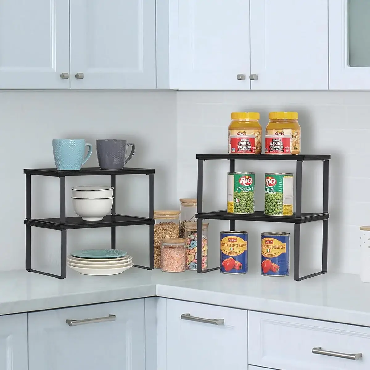 Stackable Kitchen Cabinet Shelves Organizer