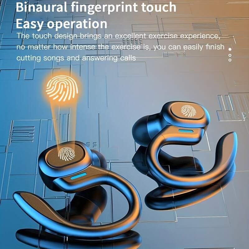 True Wireless Earbuds, TWS Earphones With Mic, Sport Earhook Headset, Stereo In Ear Headphones With LED Display Charing Case