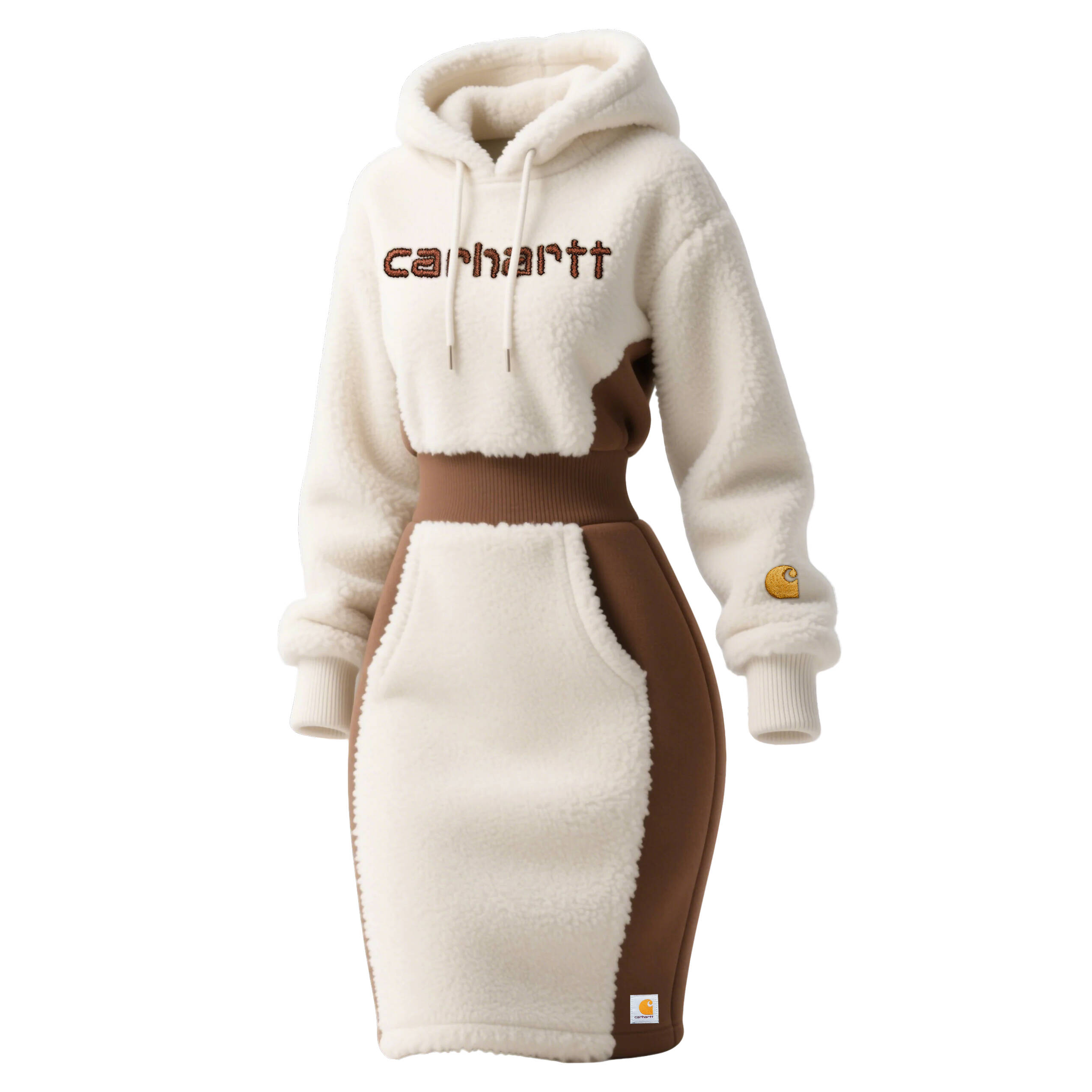 Hooded Wildlife Graphic Dress with Cinched Waist