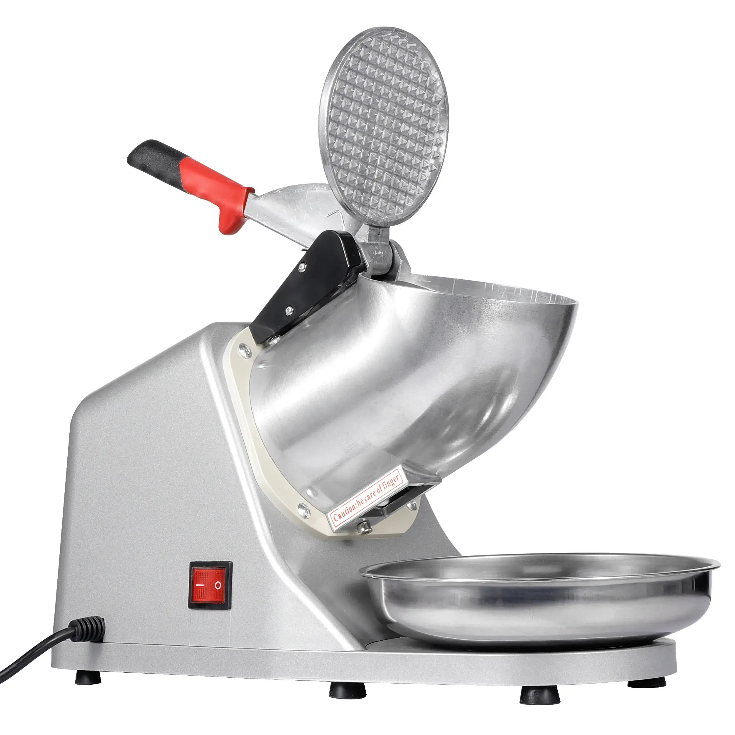 Commercial-Grade Shaved Ice Machine - Aluminium Home Ice Crusher, 143 lbs High-Output Slush Maker with Large Bowl, Waterproof Switch, Silver Kitchen Appliance