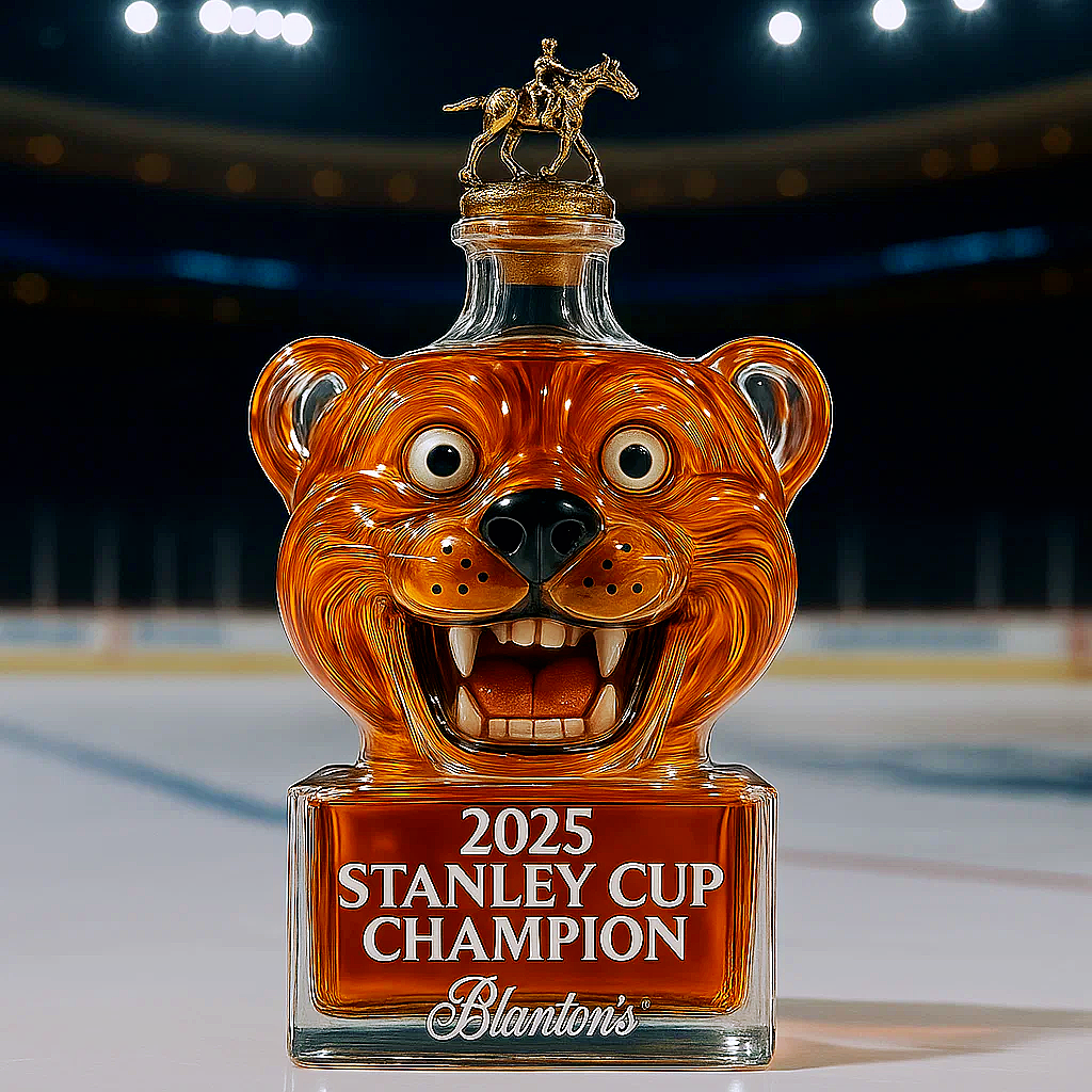 Florida Panthers Mascot 2025 Stanley Cup Champion Whiskey Bottle