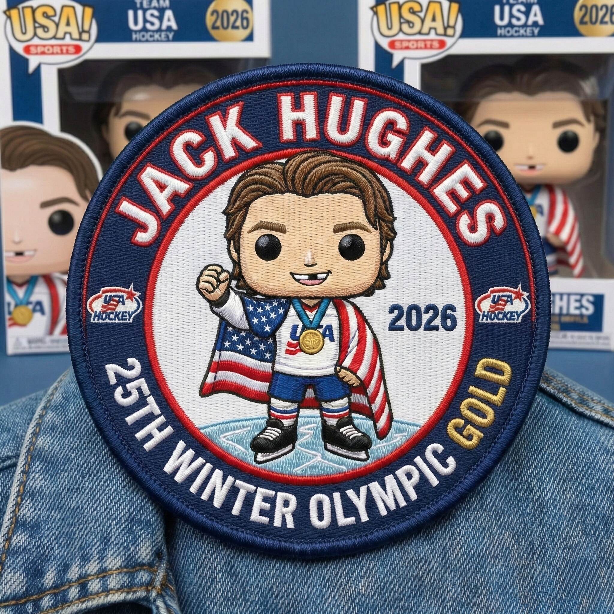 Jack Hughes – 2026 Winter Olympic Gold Commemorative Embroidered Patch
