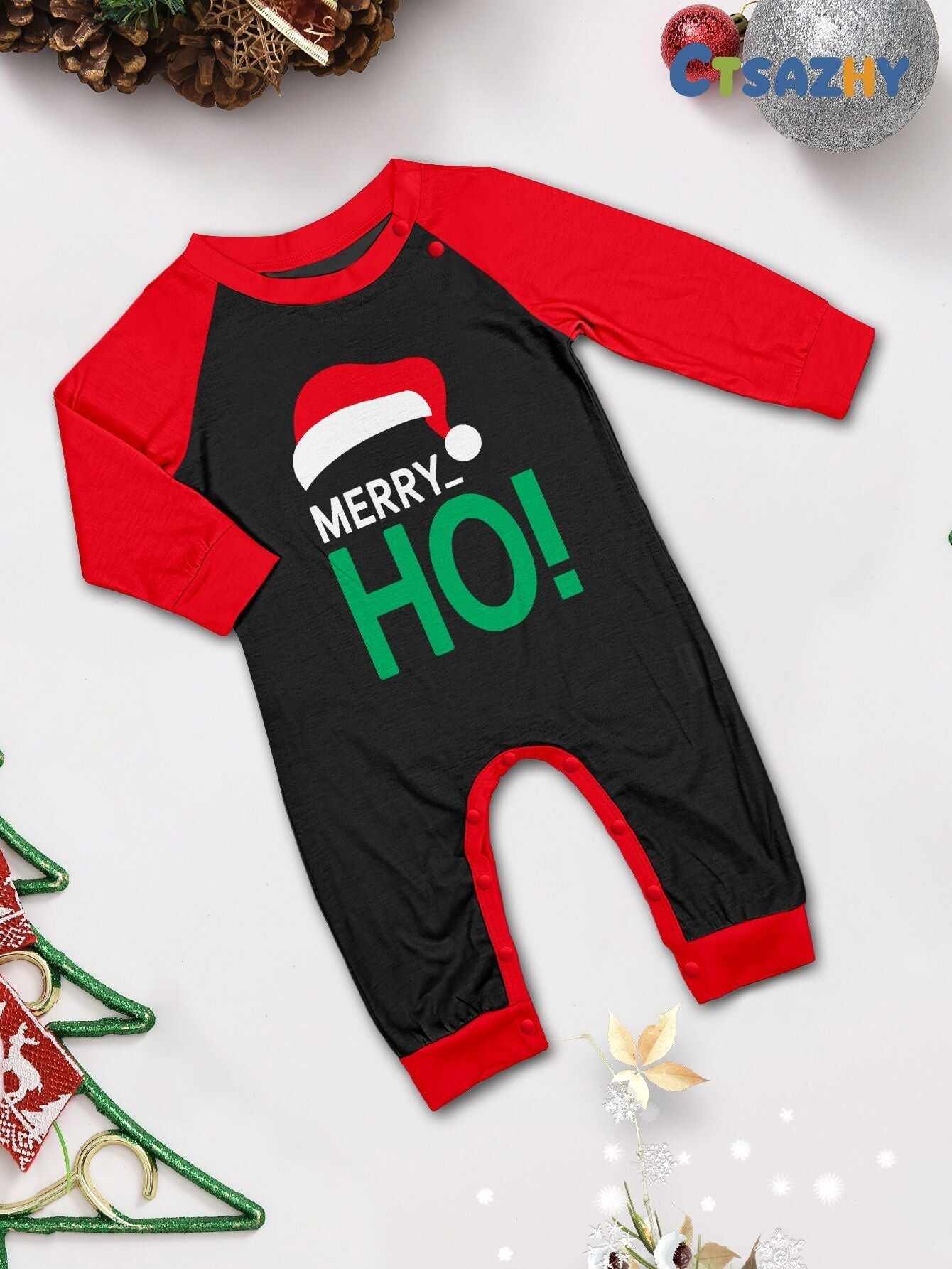 Santa Hat Monogrammed Family Holiday Plaid Pajama Set