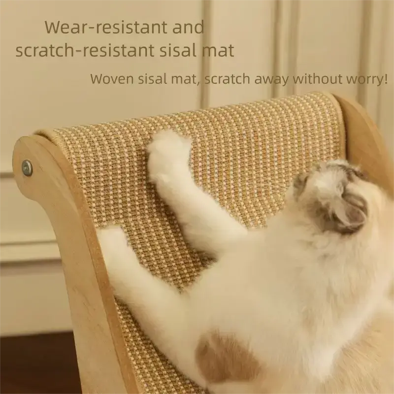 Wooden Cat Hammock with Sisal Scratching Pad