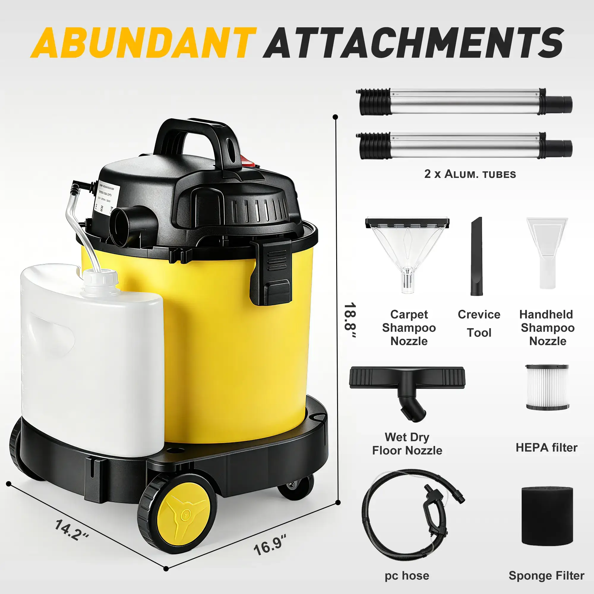 5.5+1 Gallon Wet & Dry Vacuum – 17 kPa Powerful Suction, 4-in-1 Multi-Purpose Cleaner with 15 ft Cord, Quiet 70 dB Operation – Ideal for Dog Hair, Garage, Home & Car