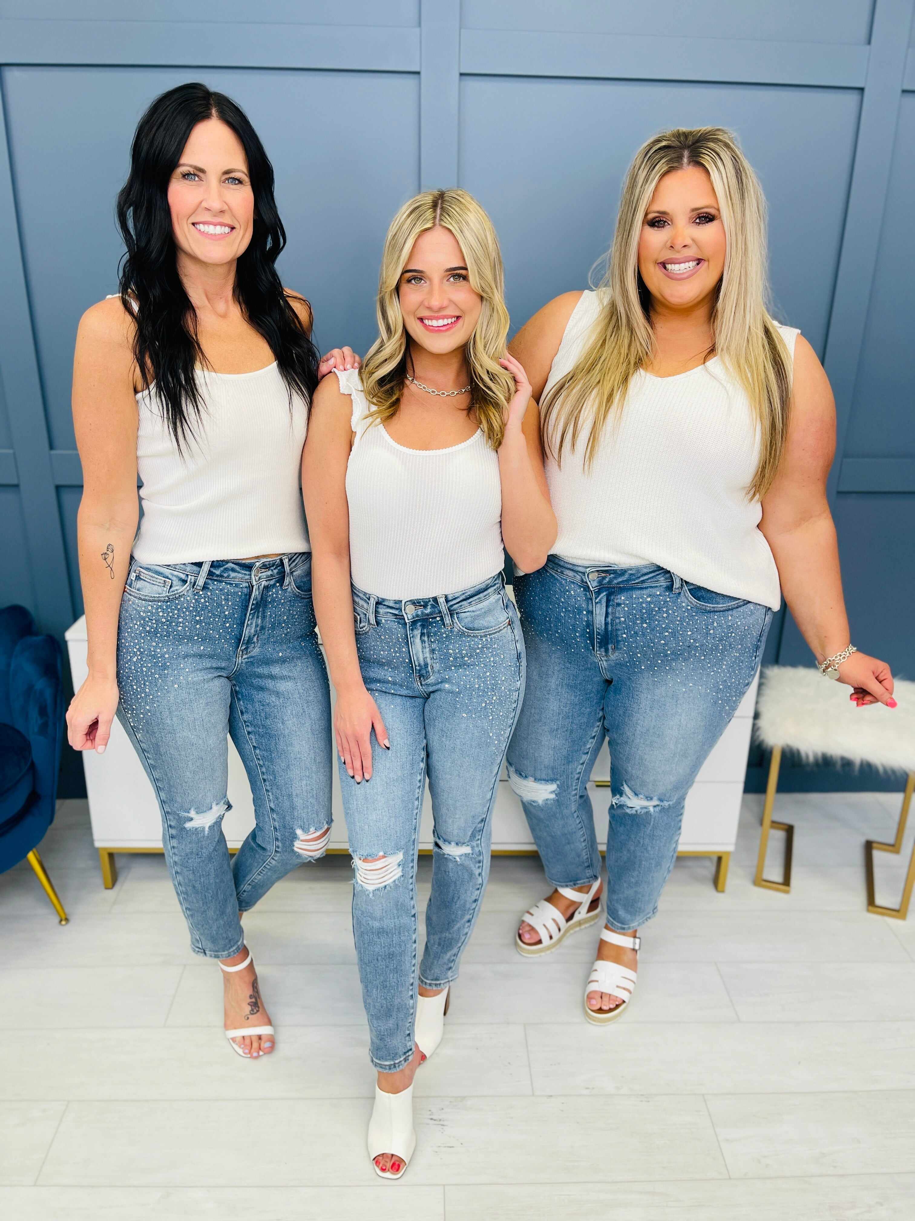 REG/CURVY Shine Bright Like a Diamond Rhinestone Straight Jeans