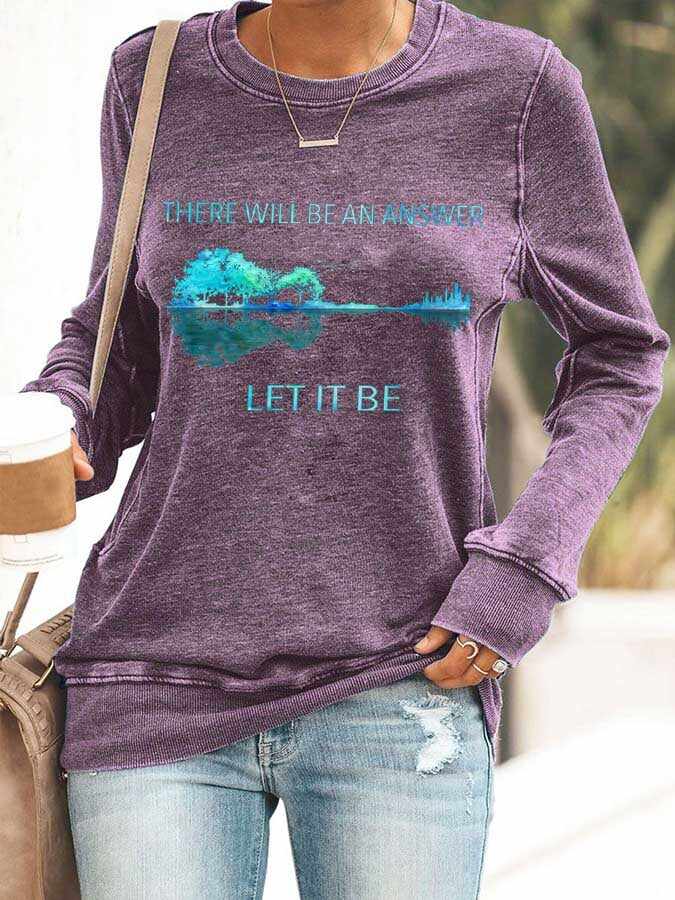 Hippie Guitar Lake There Will Be An Answer Let It Be Print Sweatshirt