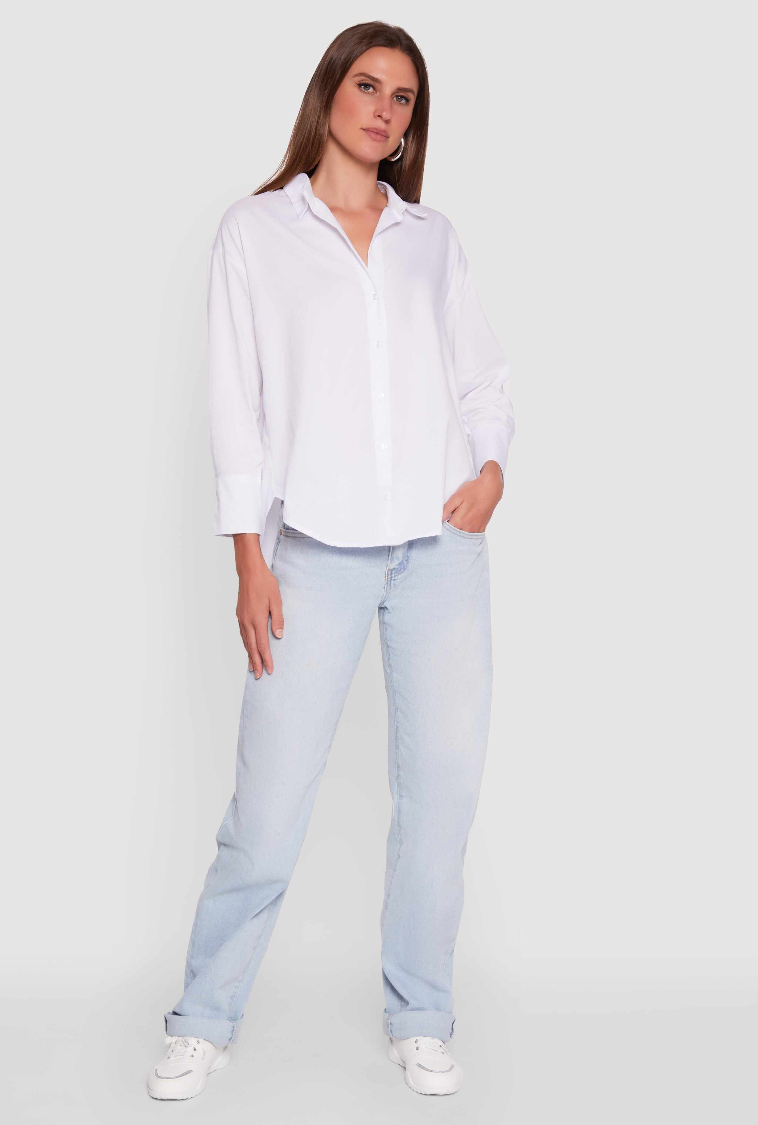 Classic Fit Button Front Long Sleeve Shirt