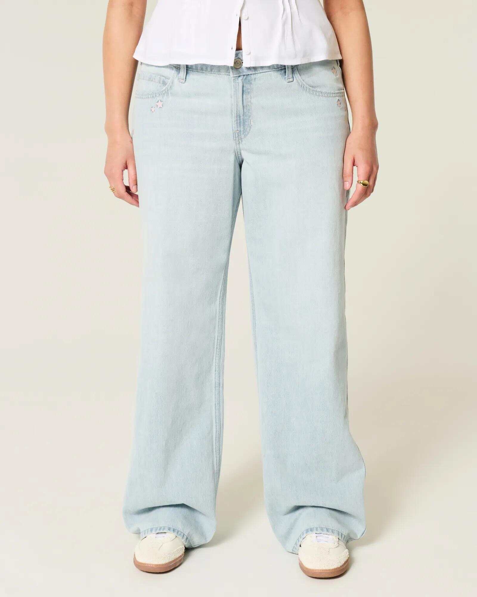 Low-Rise Dark Wash Baggy Jeans