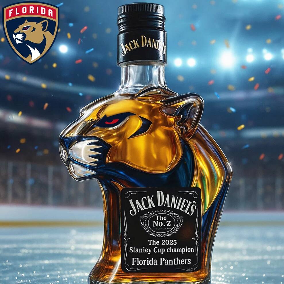Celebrate the Florida Panthers winning the 2025 NHL Stanley Cup Championship Whisky Bottle