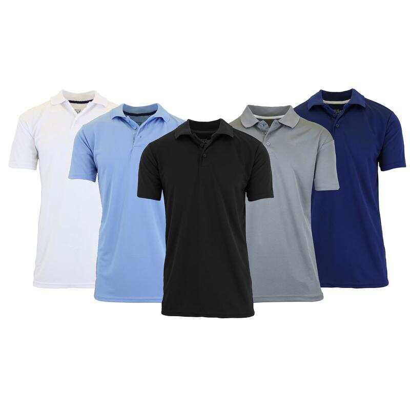 Men's 5-Pack Dry Fit Moisture-Wicking FabricPolo Collar Shirt Menswear Stylish Ribbed Sleeve