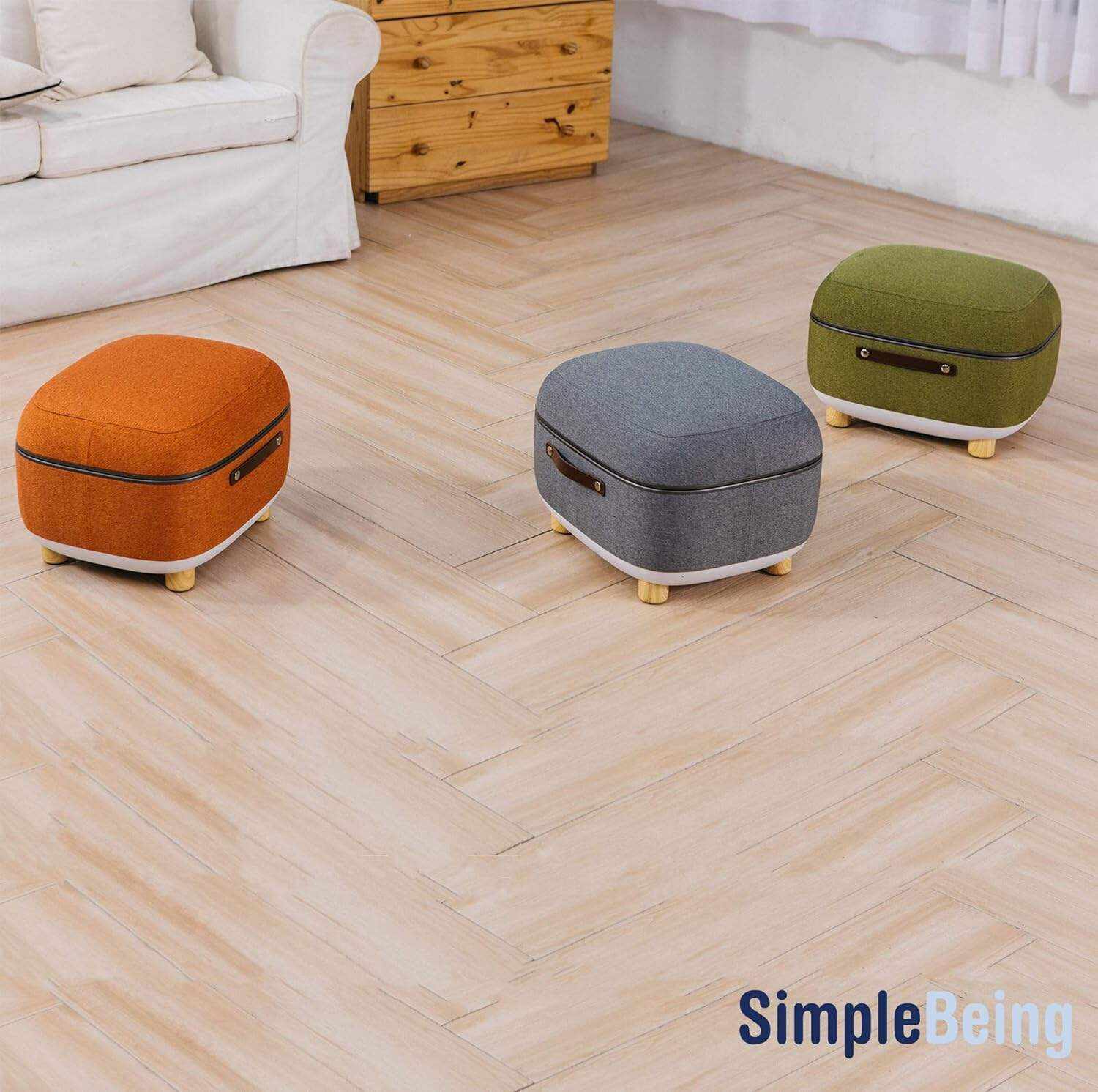 Simple Being Electric Foot Massager Ottoman with Heat, Shiatsu Massage with Storage Cover, Air Pressure, Vibration, Fits feet up to Men Size 12 (Black)