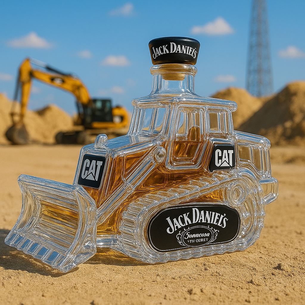 Caterpillar Bulldozer Whiskey Bottle