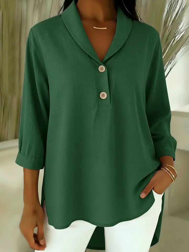 🔥Summer Arrivals🌟Retro Cozy Notch Lapel Linen Shirt Top