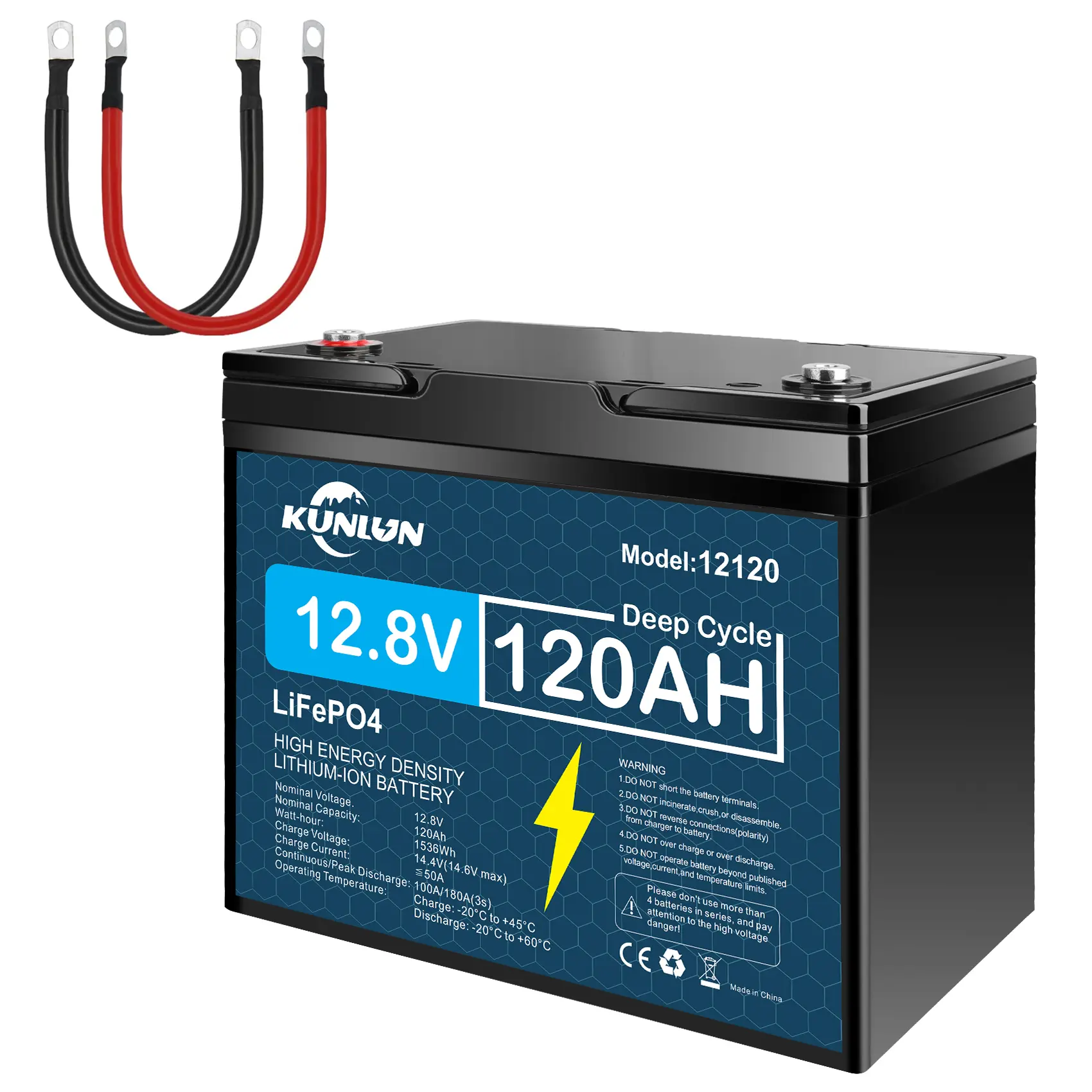 12V 100Ah/120Ah LiFePO4 Battery with Charger, Built-in Smart BMS, 5000+ Cycles Maintenance-Free
