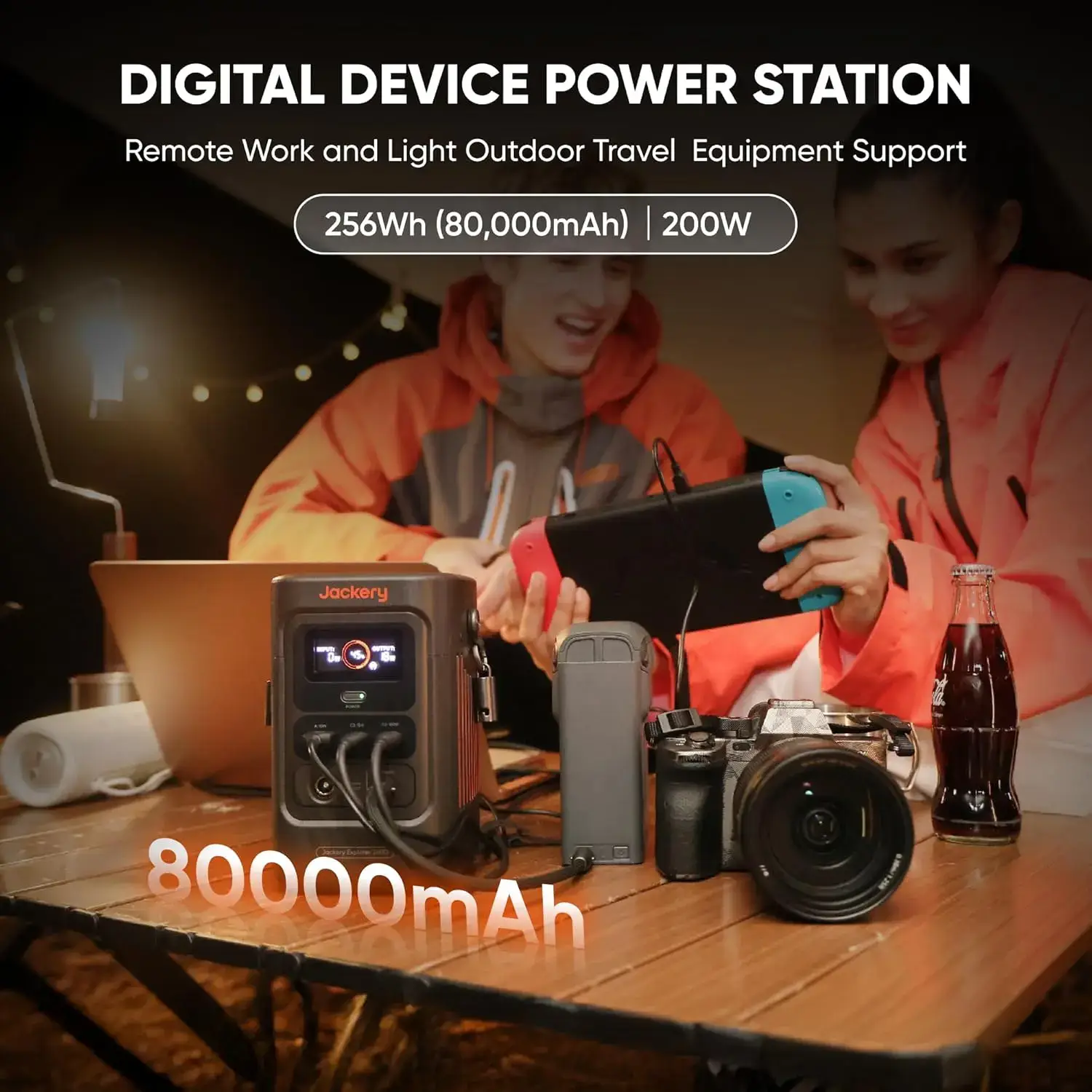 Explorer 240D Power Bank with Adjustable Strap, 255Wh LiFePO4 Battery Portable Power Station, 200W Pure DC Output, 3×USB-C & 1×USB-A Ports, 2-in-1 USB-C Strap Cable, Fast Charging for Outdoor, Travel & Emergencies