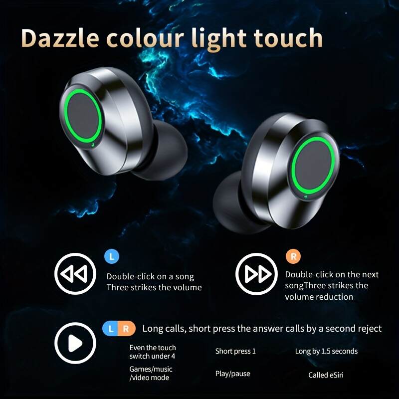 1 Set Wireless Earphones With Mirror Digital Display, Hifi Sound Quality, High Power, Emergency Charging Function For In-Ear Wireless Earphones, High-definition Voice Touch Operation, Automatic Connection To Binaural Call Earphones Charging Level Display