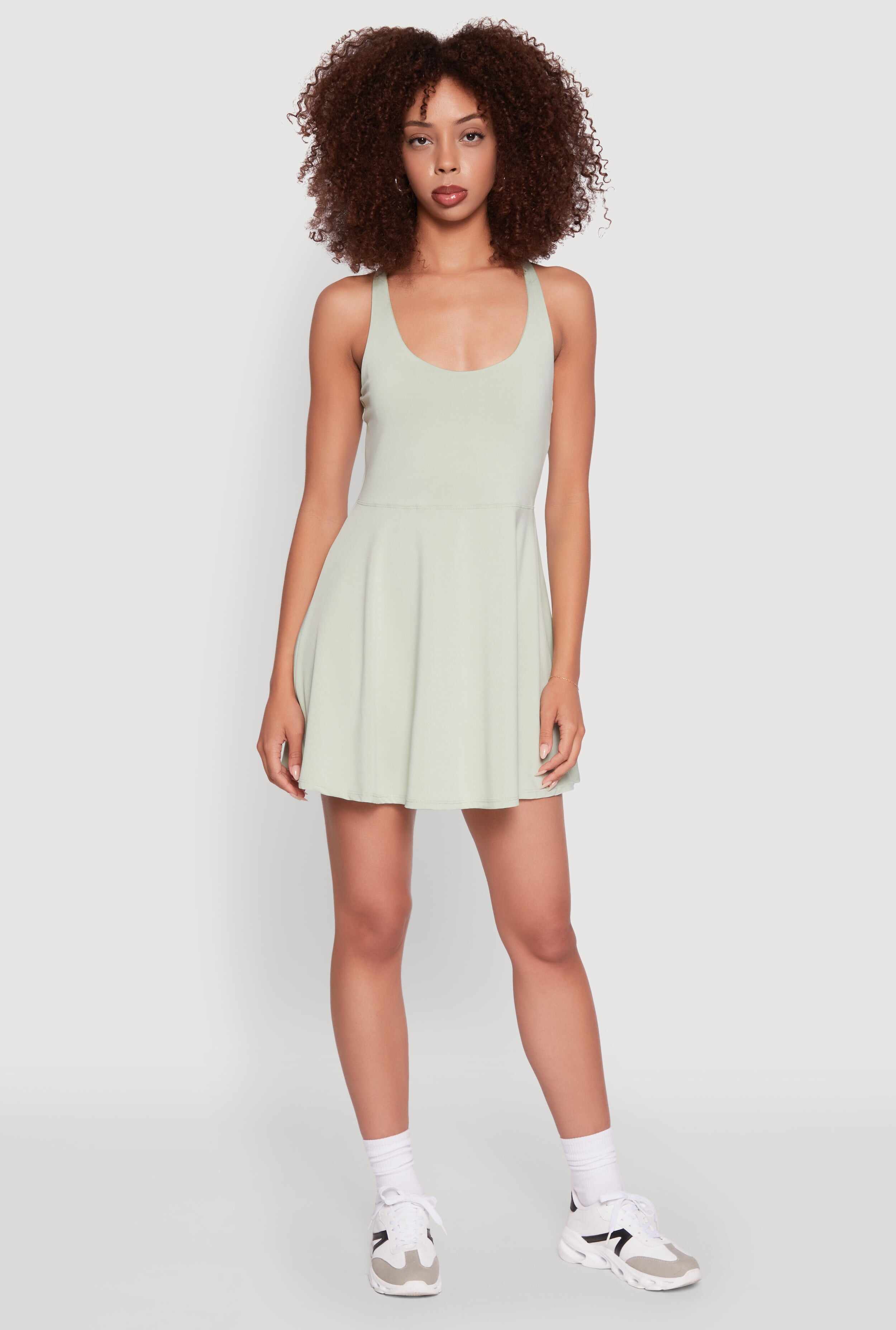 Trendy Criss Cross Back Scoop Neck Tennis Dress