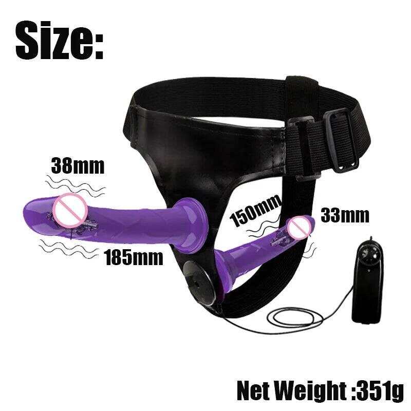 Double Penis Realistic Dildo Vibrator: Ultra Elastic Strap-On Harness for Women - Adult Sex Toy for Lesbians