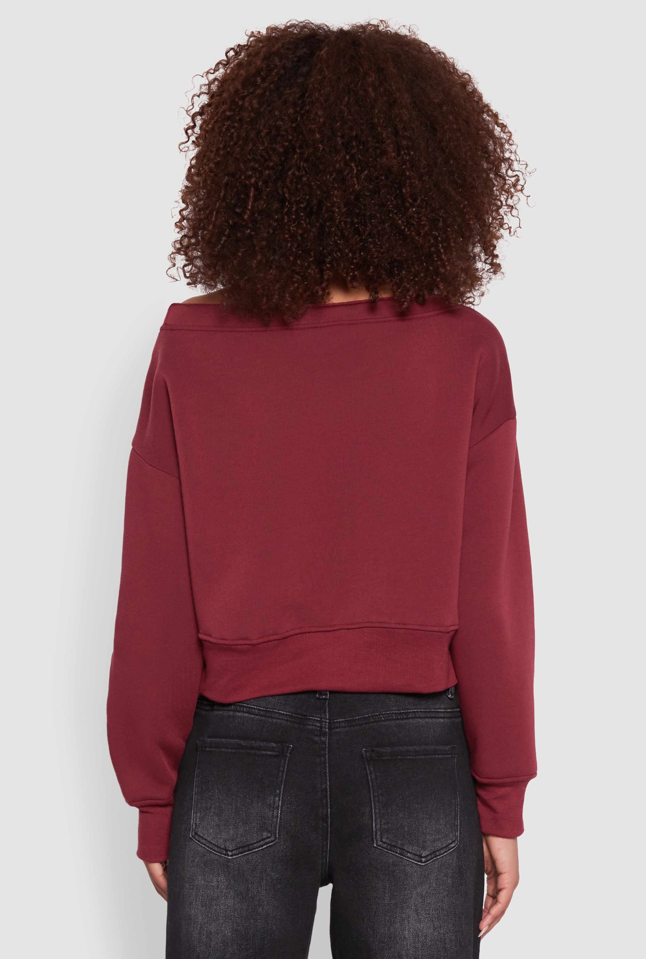 Long Sleeve Fleece Lined Crop Sweatshirt