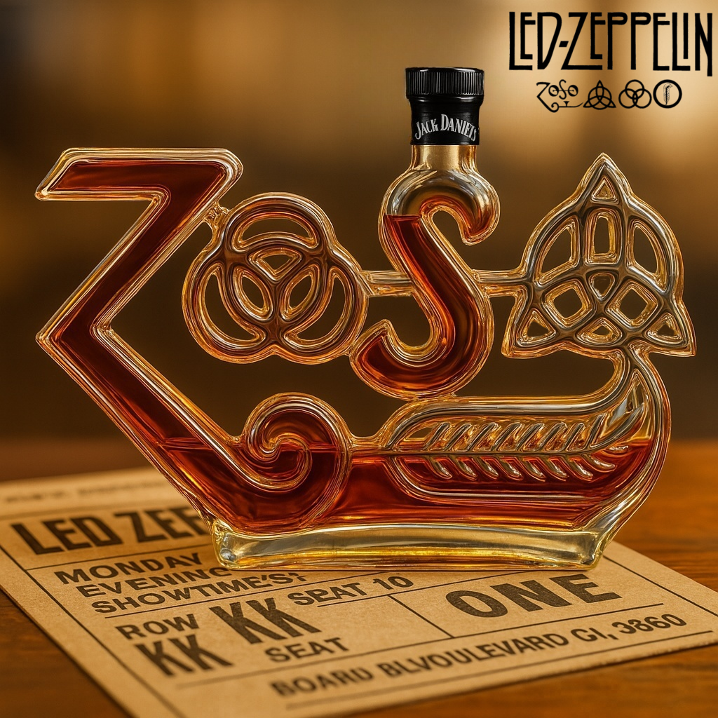 Led Zeppelin Zoso Symbols Whiskey Bottle