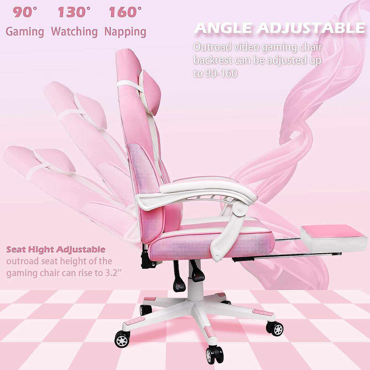 LEMBERI Video Game Chairs with footrest,Gamer Chair for Adults,Big and Tall Gaming Chair 400lb Capacity,Gaming Chairs for Teens,Racing Style Gaming Computer Chair with Headrest and Lumbar Support