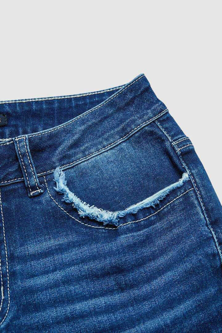Wash Raw Hem High Rise Stretchy Skinny Jeans