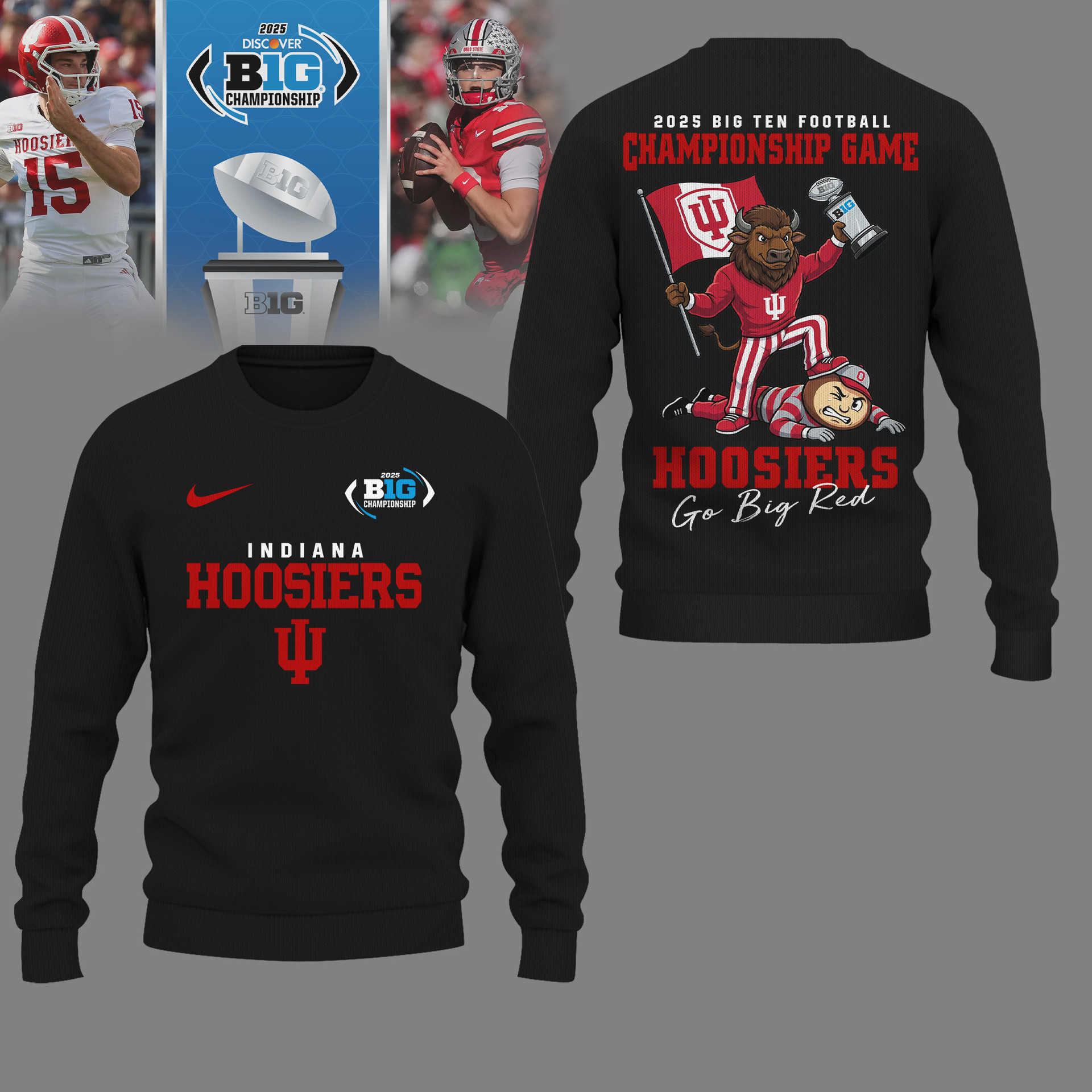 Indiana Hoosiers | Premium NCAA 2025 Big Ten Football Championship Game 3D Shirt NY