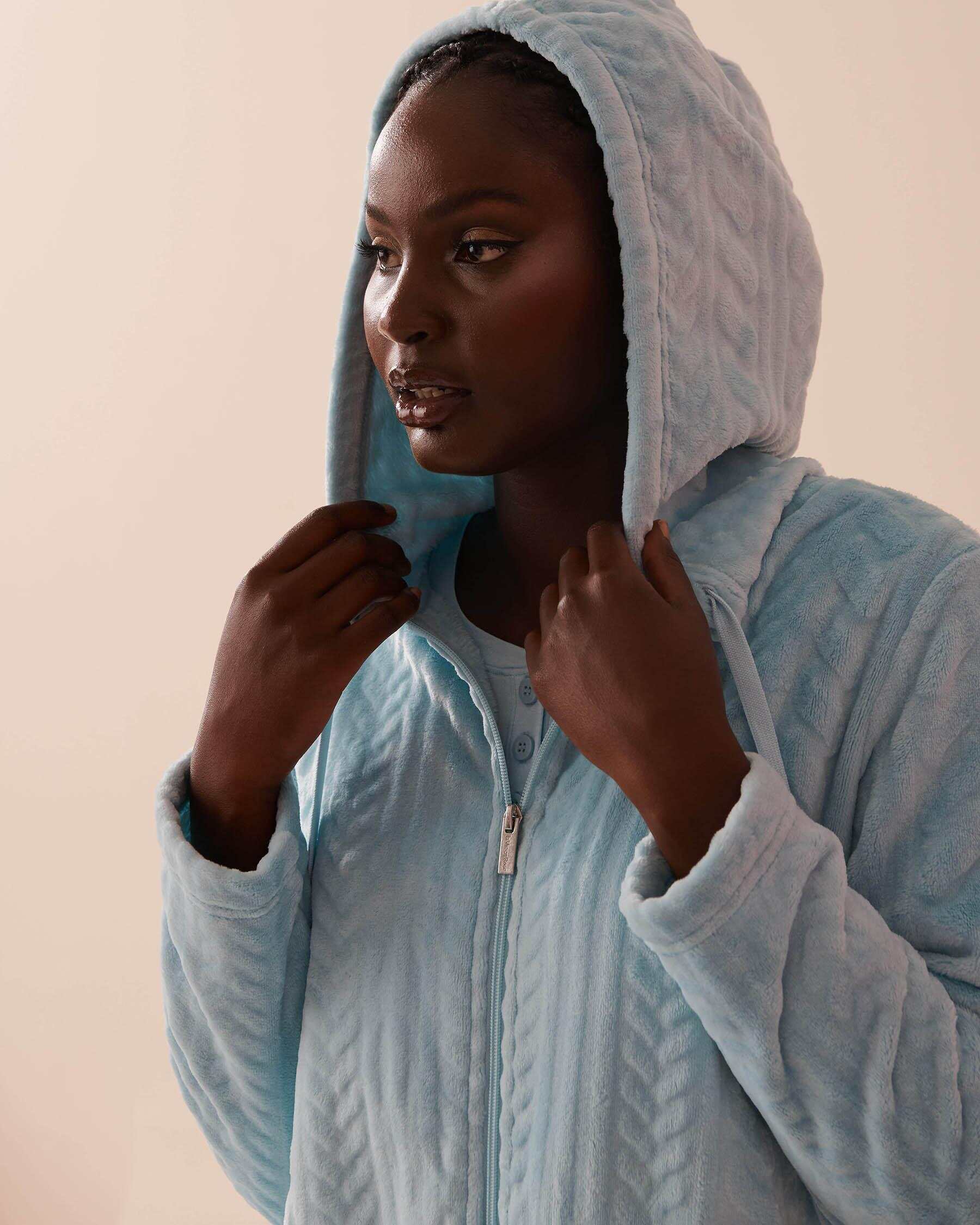 Recycled Fibers Cable Effect Soft Hooded Cardigan
