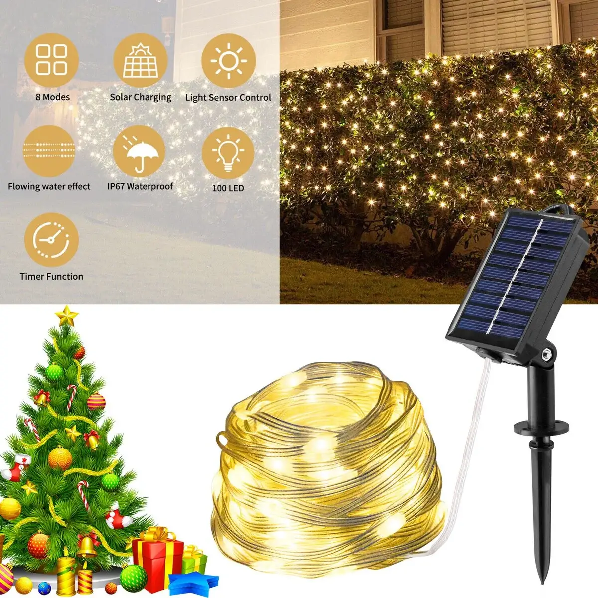 Solar LED Fairy String Lights for Outdoor Garden Decor