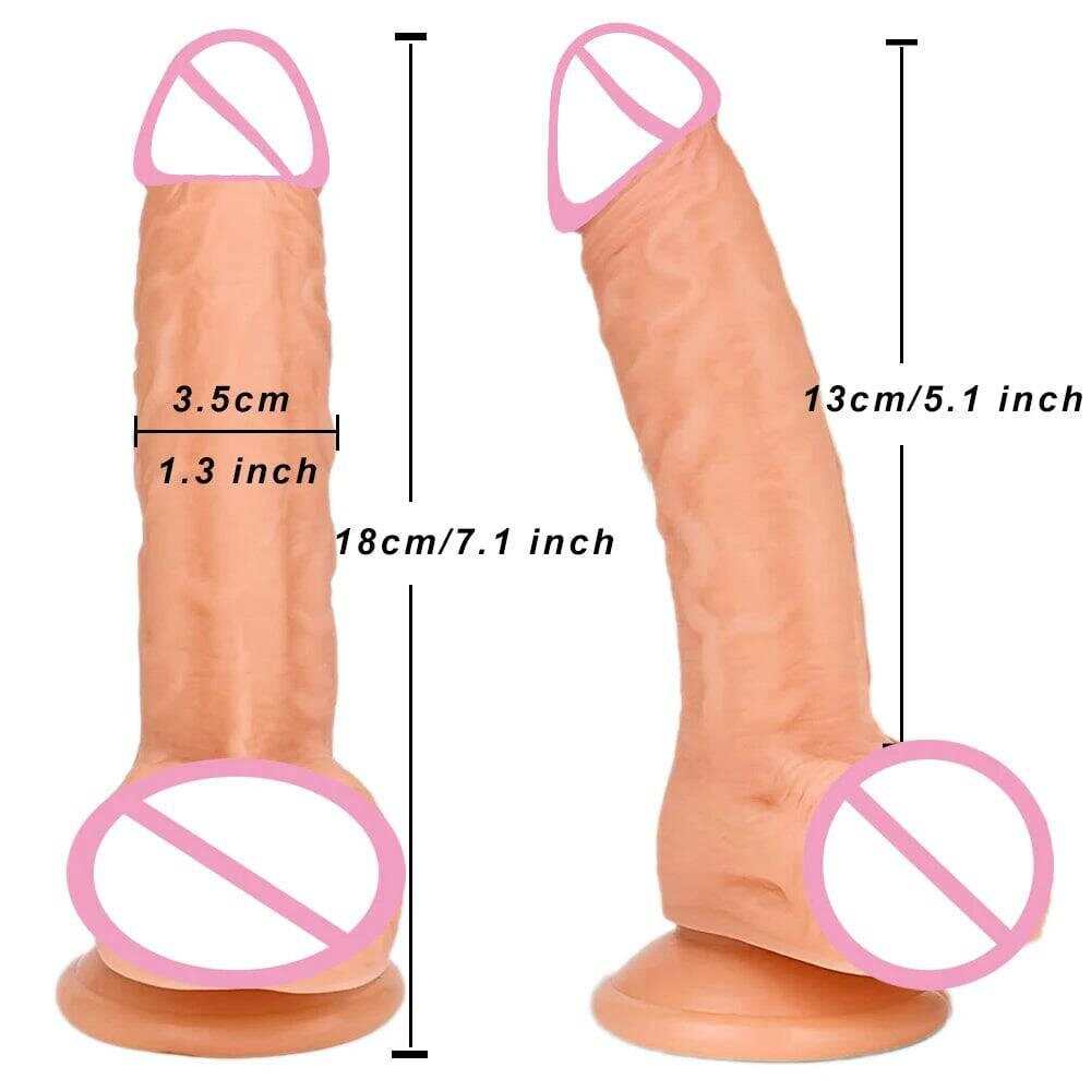 7-Inch Realistic Dildo with Suction Cup – Flexible Curved Shaft & Balls for G-Spot and Anal Play