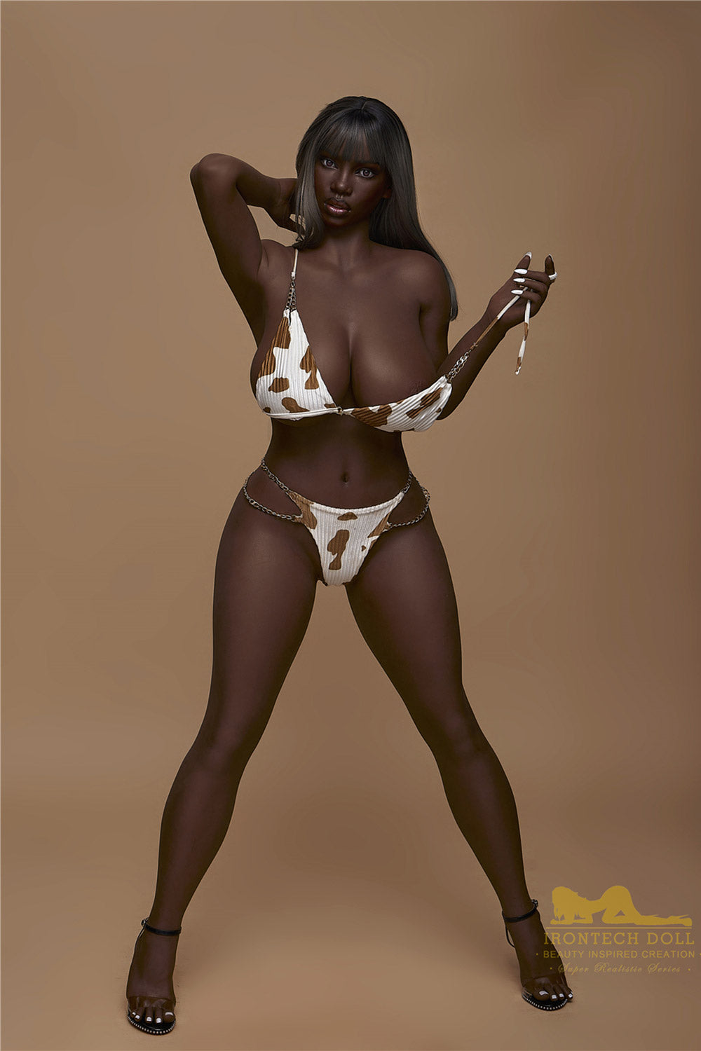 Irontechdoll 5ft25 / 160cm S33 Seeney Full Silicone Black Big Boob Fat Adult Love Sex Doll With Thick Thigh