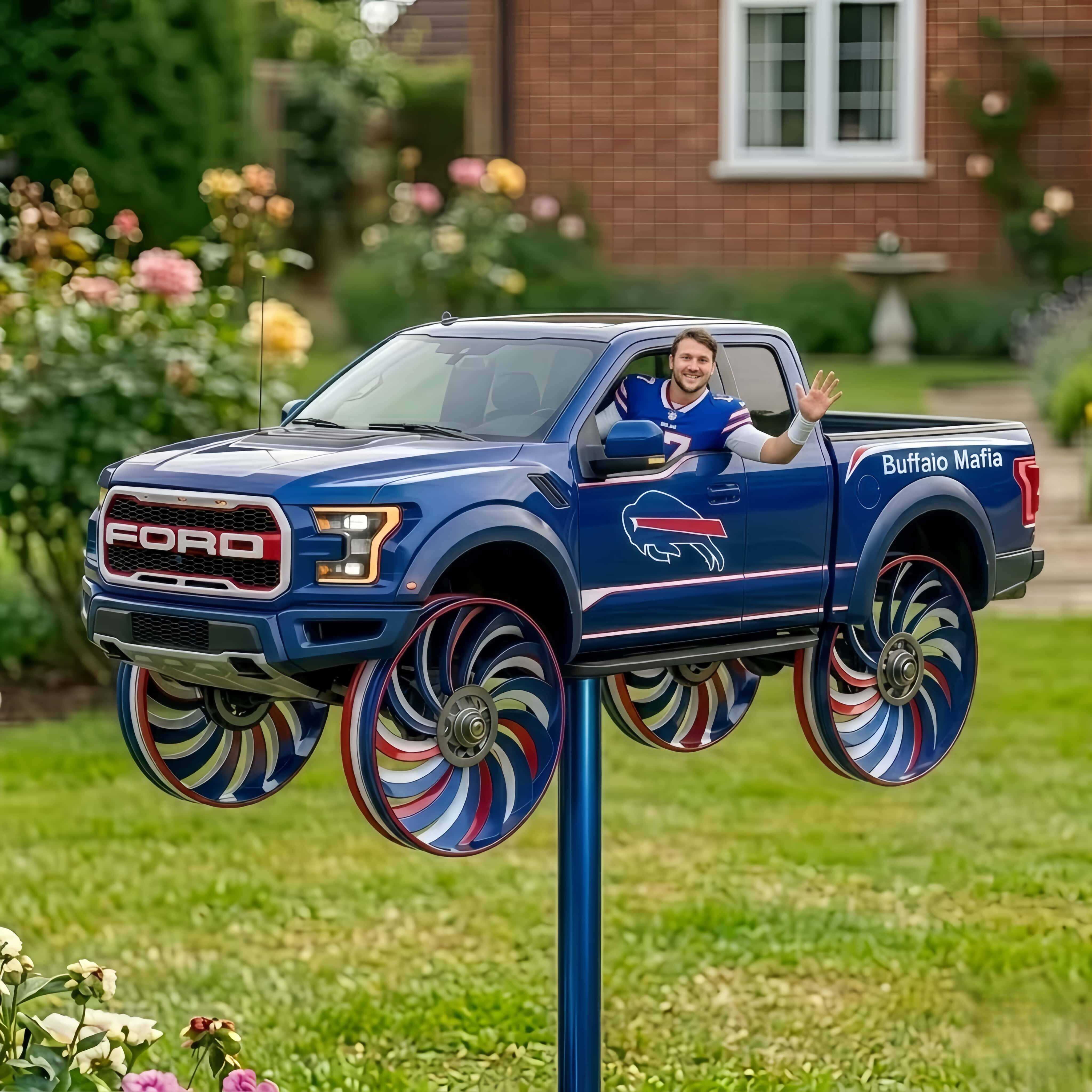 Buffalo Bills Raptor Truck Garden Wind Spinner
